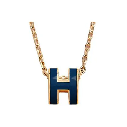 HERMES POP H Collection Gold Plated Metal Necklaces Unisex Gold