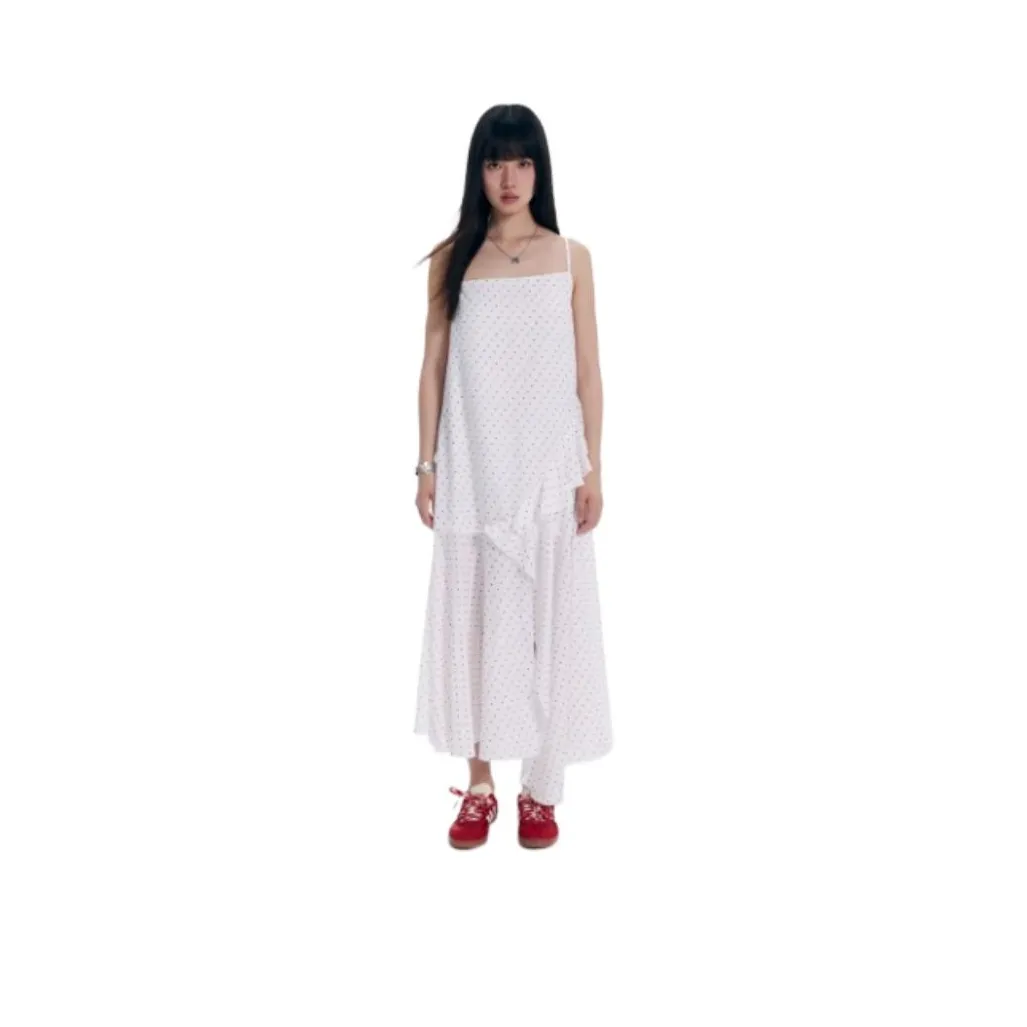 BLUEerror Slip Dress Women's Red And White Polka Dot