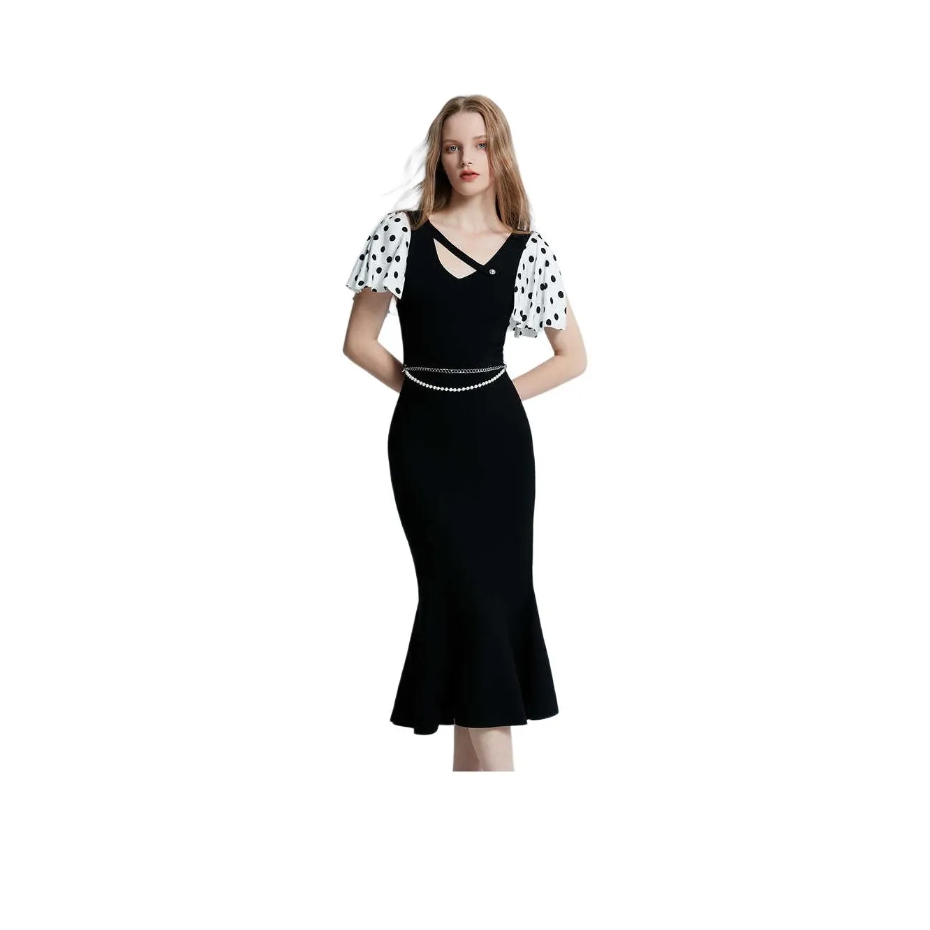 Caroline Короткий рукав Платье Женское Черное