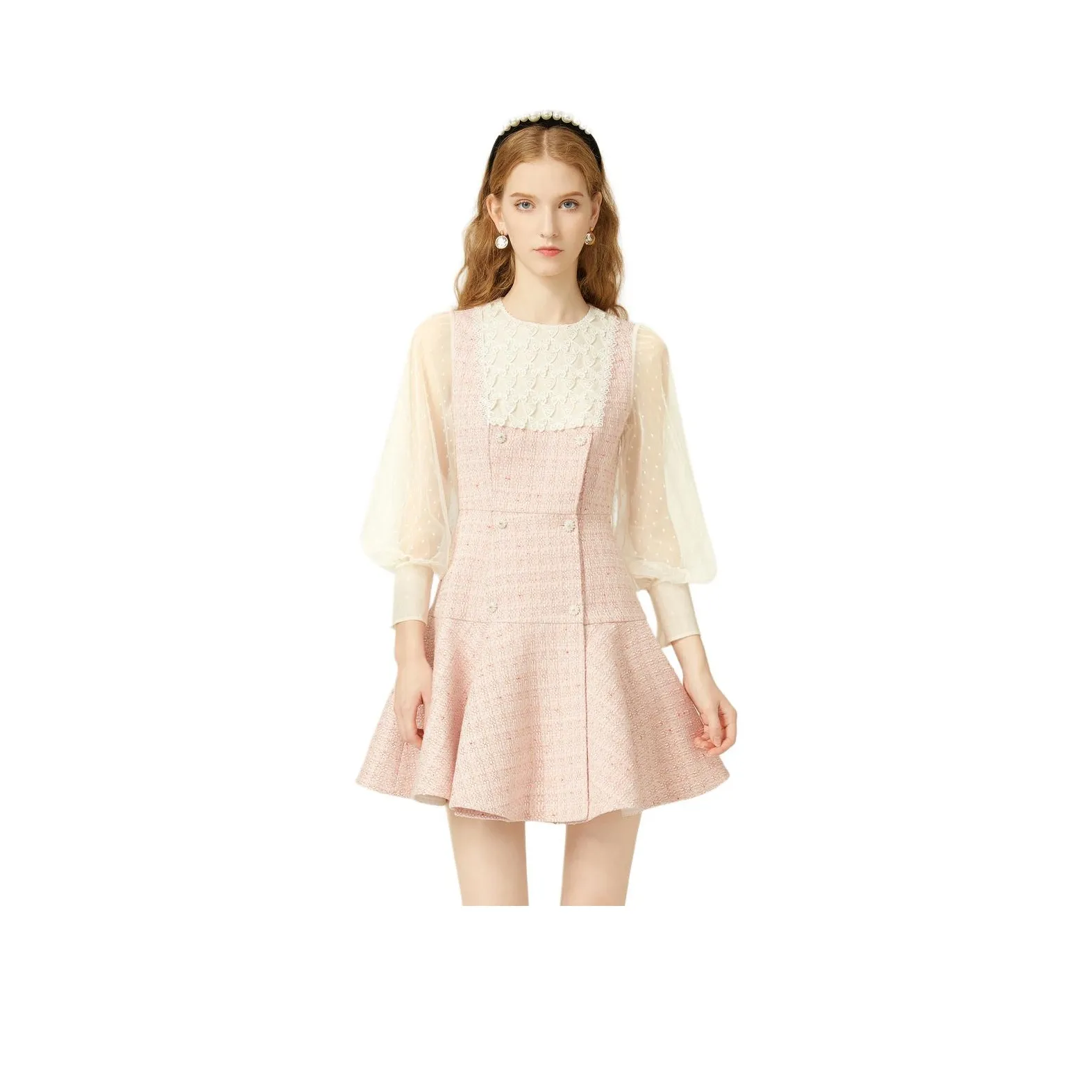 JORYAweekend Длинное платье с длинными рукавами женское розовое