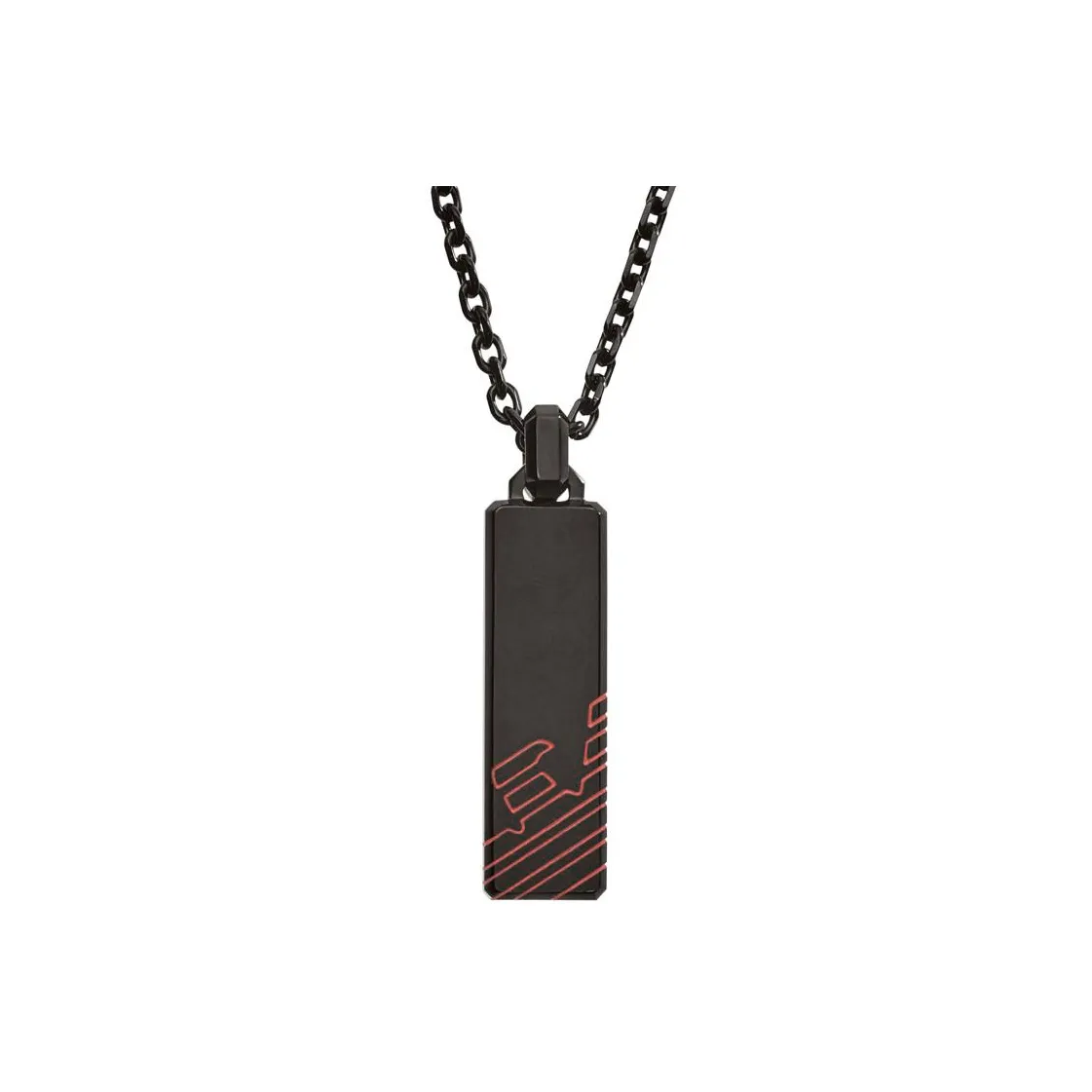 EMPORIO ARMANI Stainless Steel Necklaces Men's Black Red