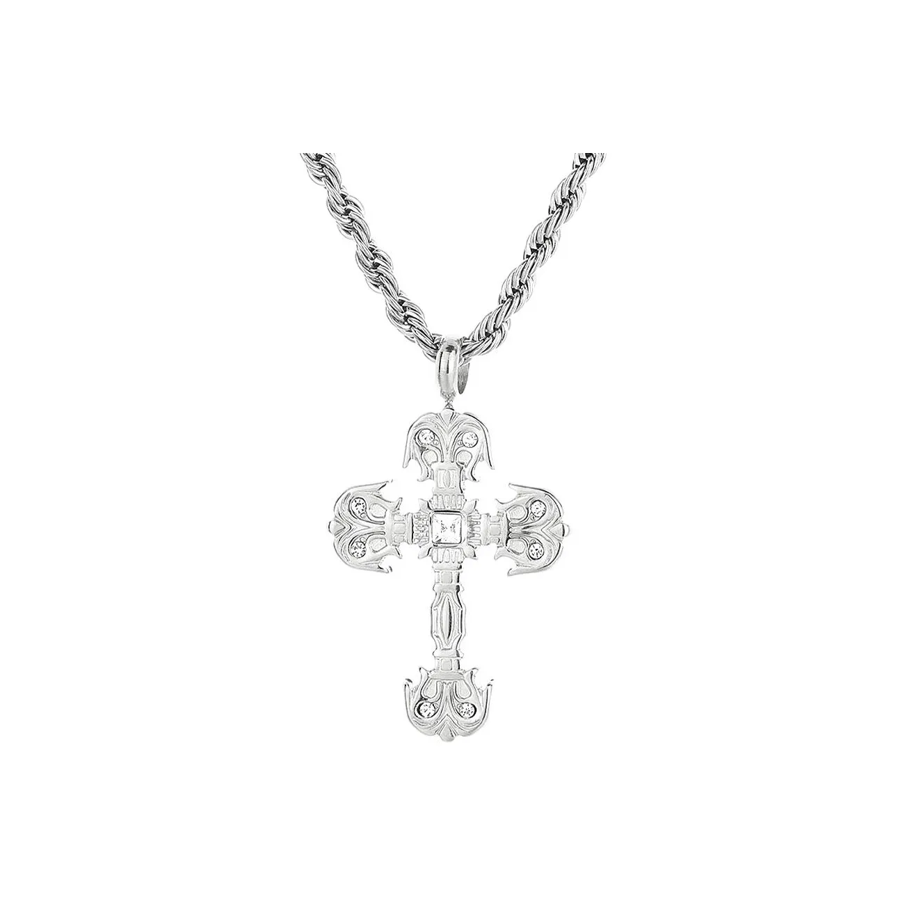 MAGICPOLE Титановая сталь Циркон Ожерелья Мужской Серебряный