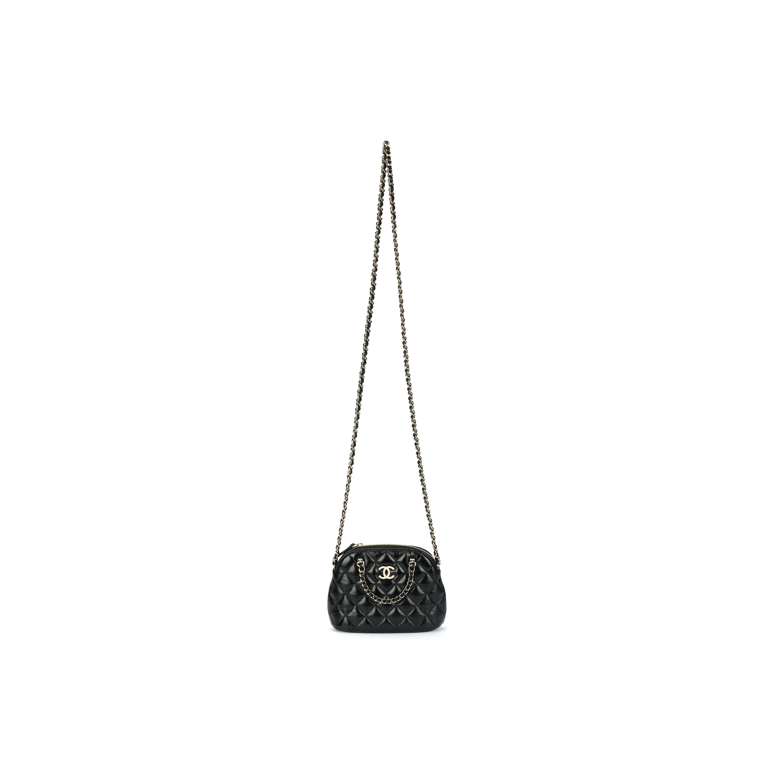 CHANEL Bright Lambskin Dome Bag, Handbag, Shoulder Bag, Crossbody Bag Women's Black