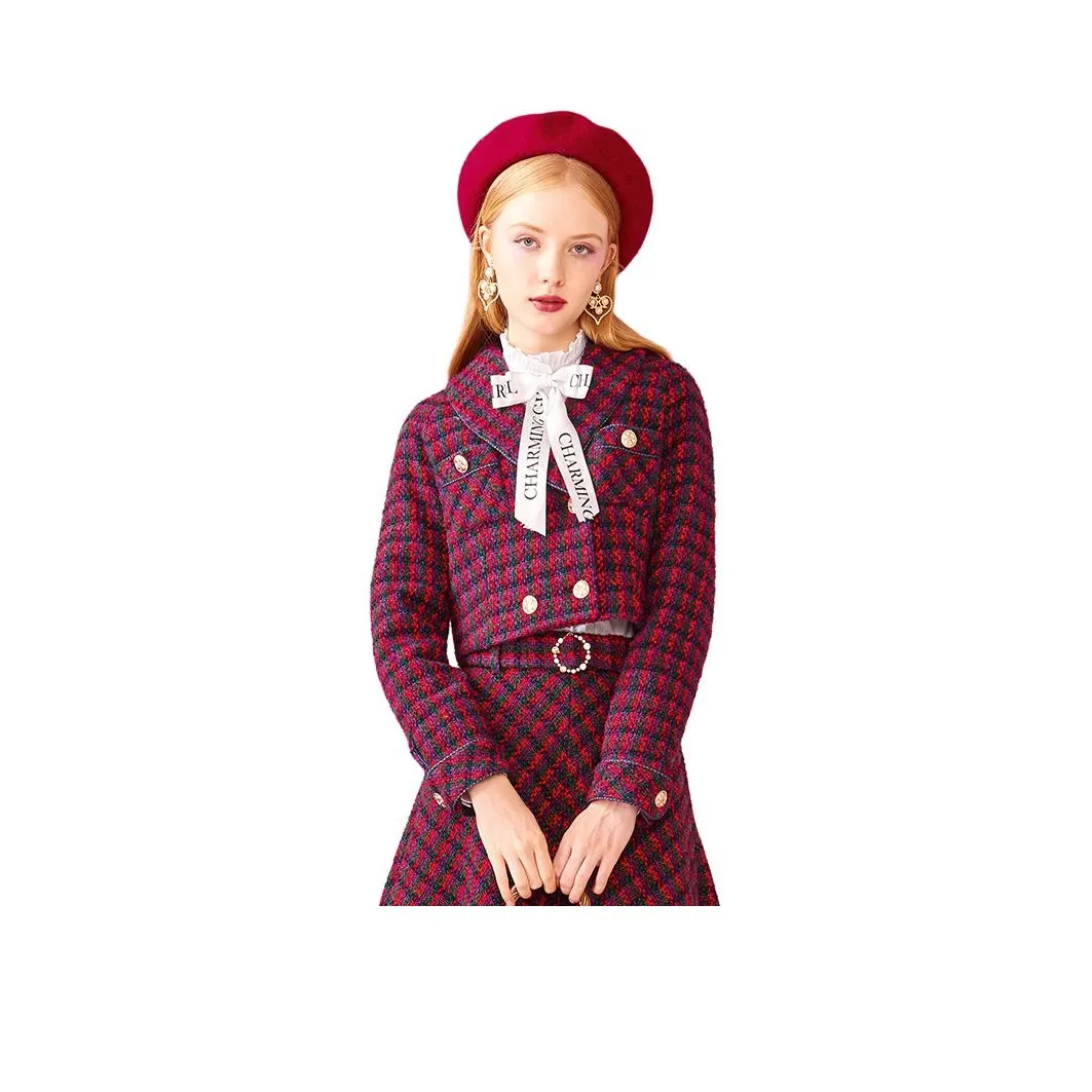 AIVEI Куртки и Пальто Женские Красная Клетка