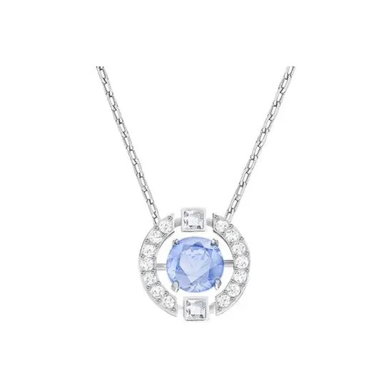 Swarovski Una Necklace Round Cut Blue Rhodium Plated