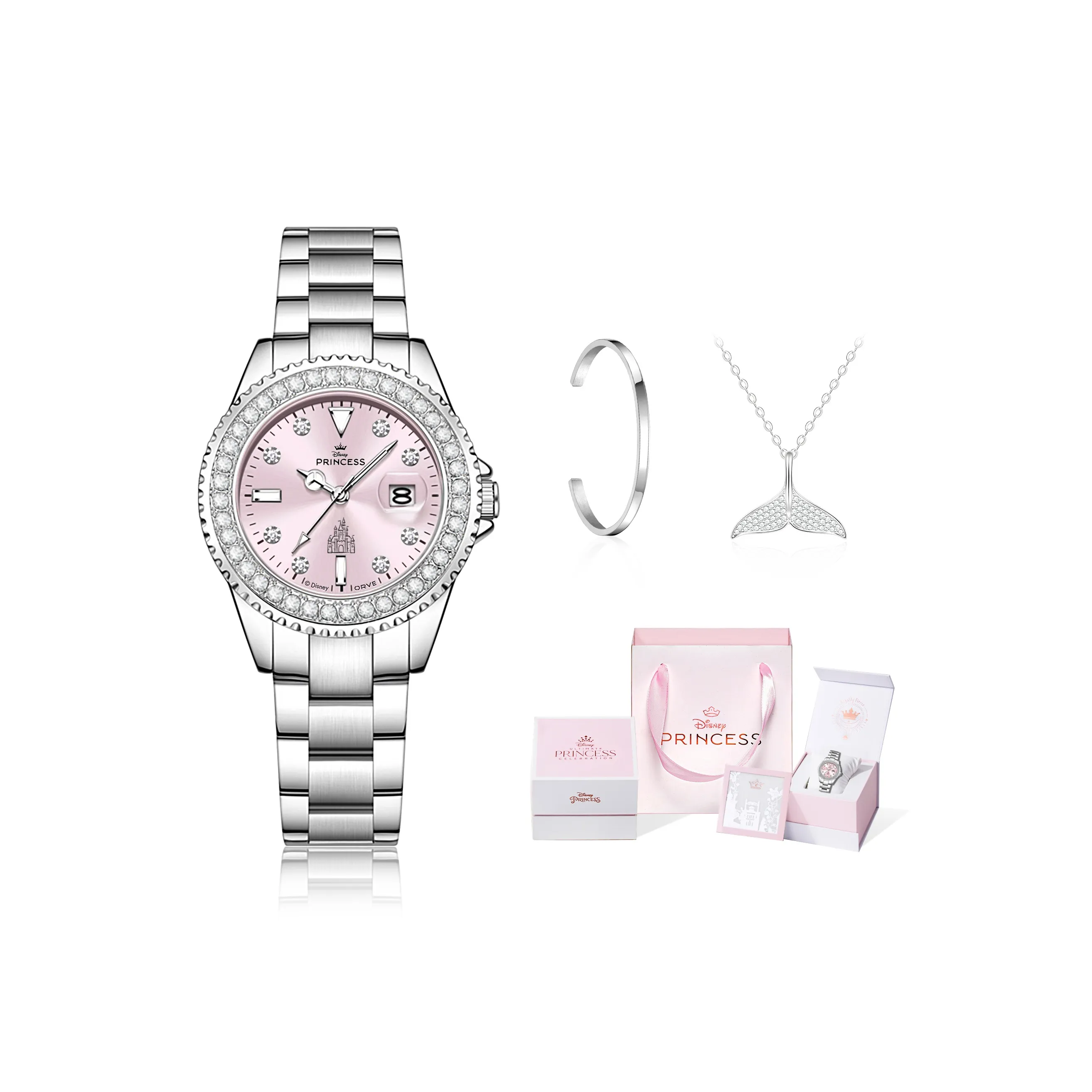 Часы с кварцевым механизмом ремешок из нержавеющей стали женские часы розовый циферблат