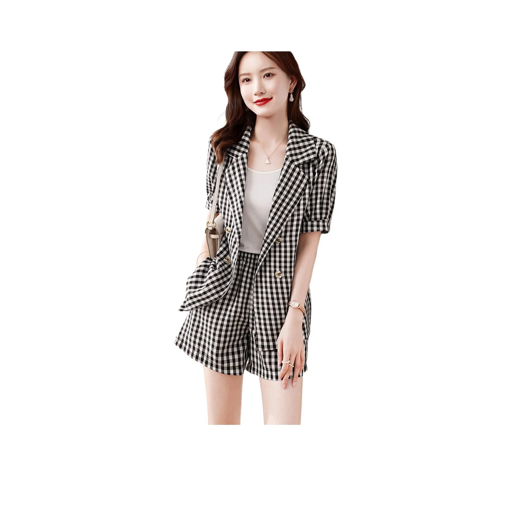 XWI Повседневный костюм женский черный и белый в клетку