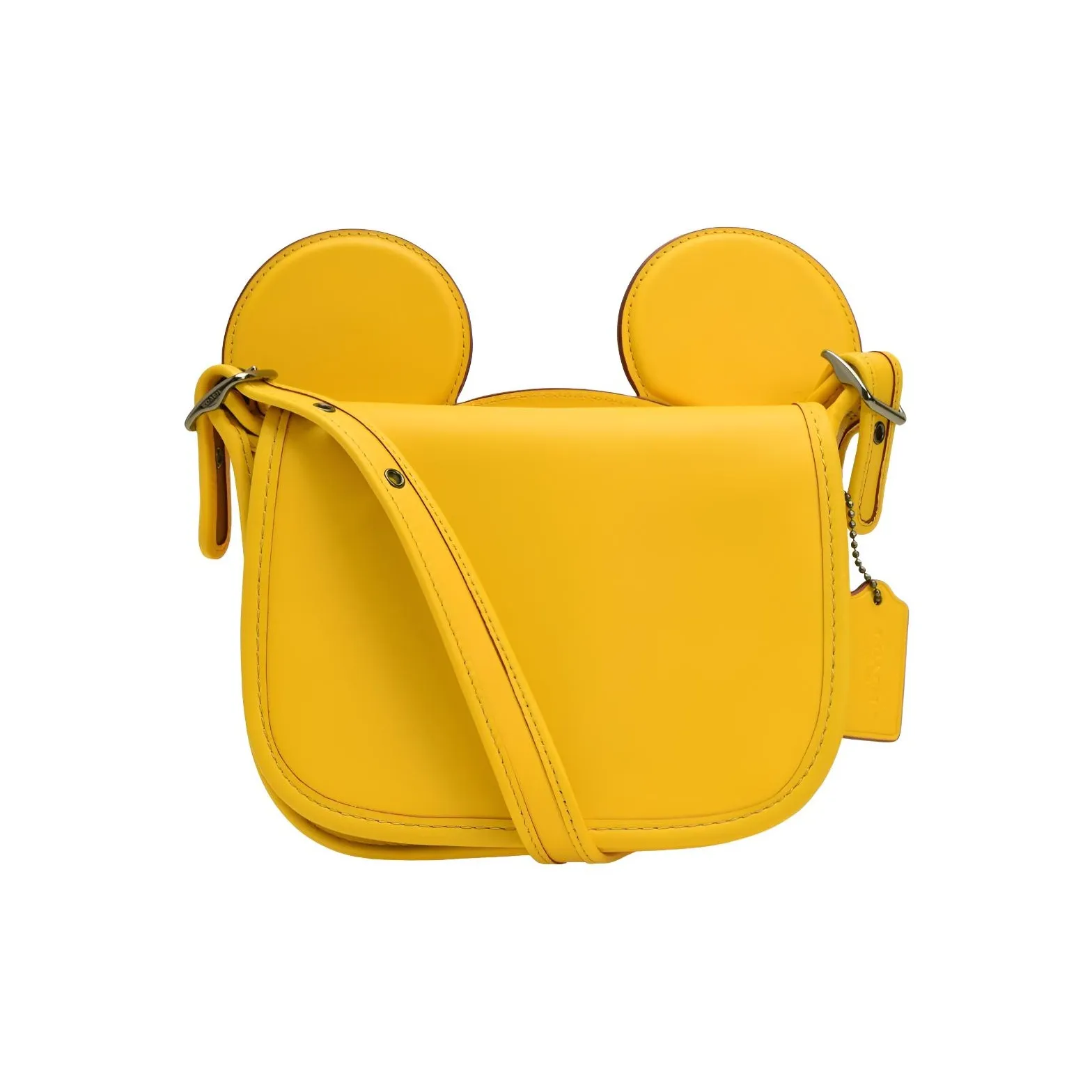 COACH Disney, Collaboration Leather Shoulder Bag, Crossbody Bag Mini Women's Banana Yellow