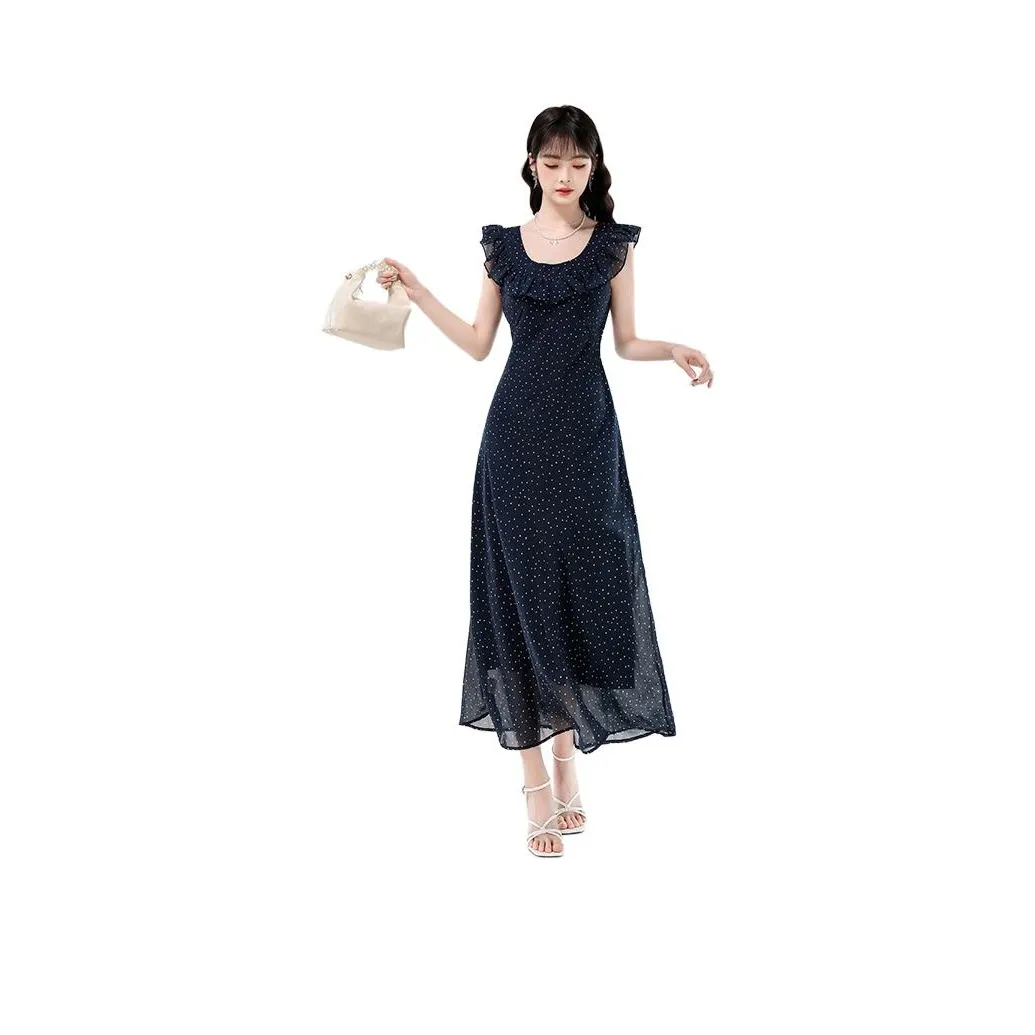 MM Синий Точка Женские Платья без рукавов