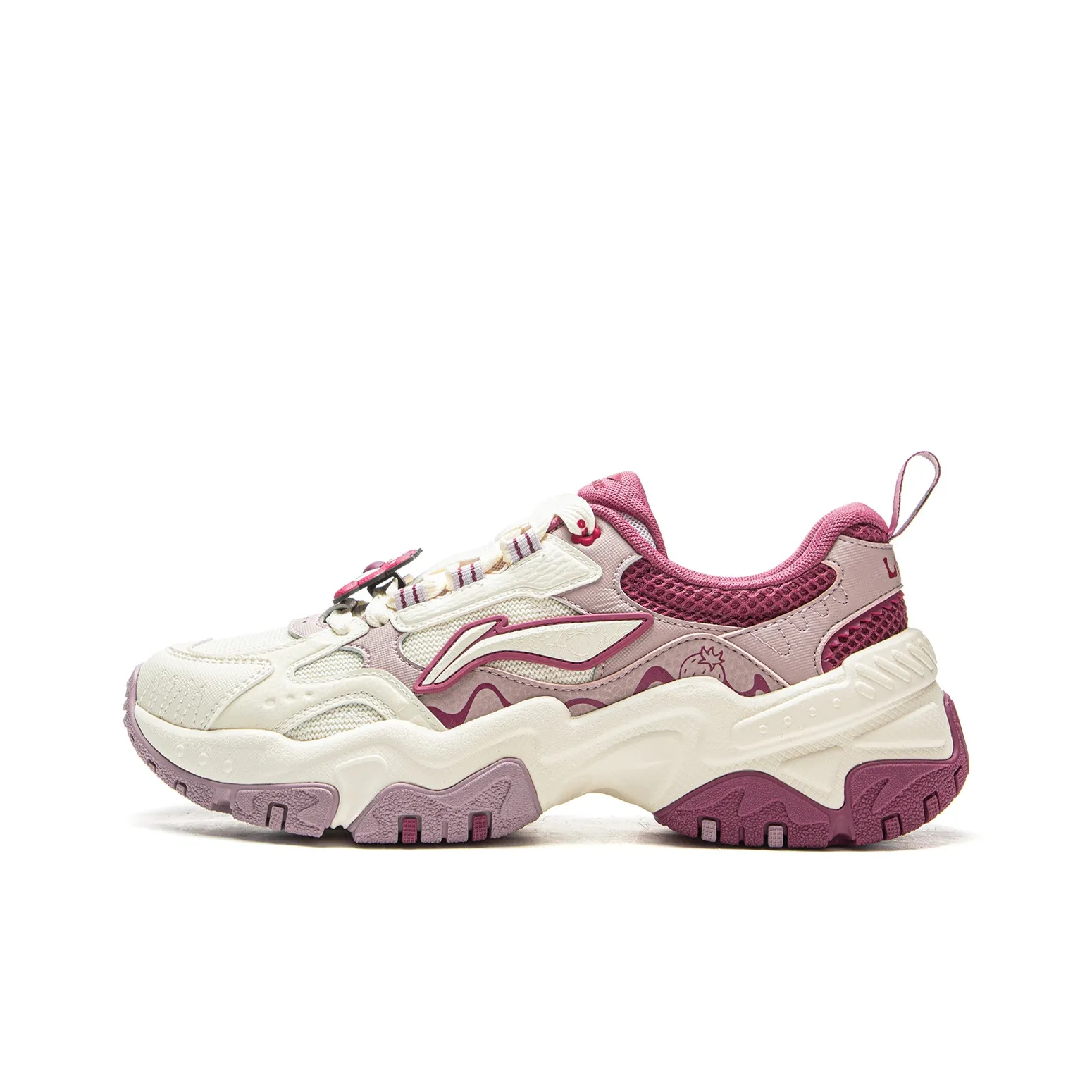 Disney x LiNing Brown Sugar Slip-resistant Abrasion-resistant Lightweight Low Top Casual Women's White Pink