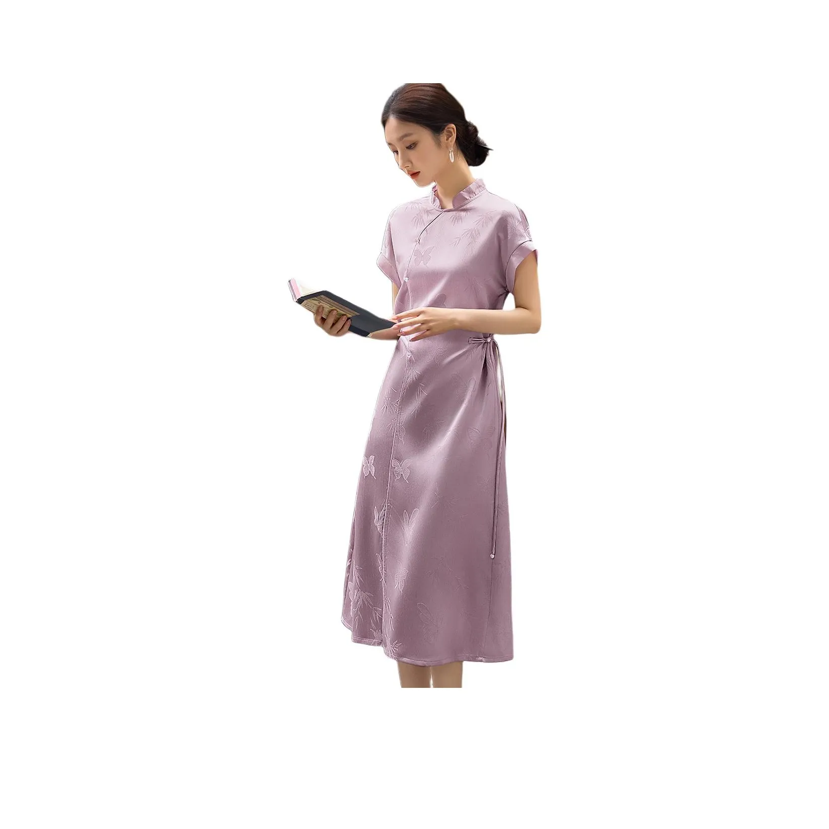 XWI Короткий рукав Платье Женское Серый Фиолетовый