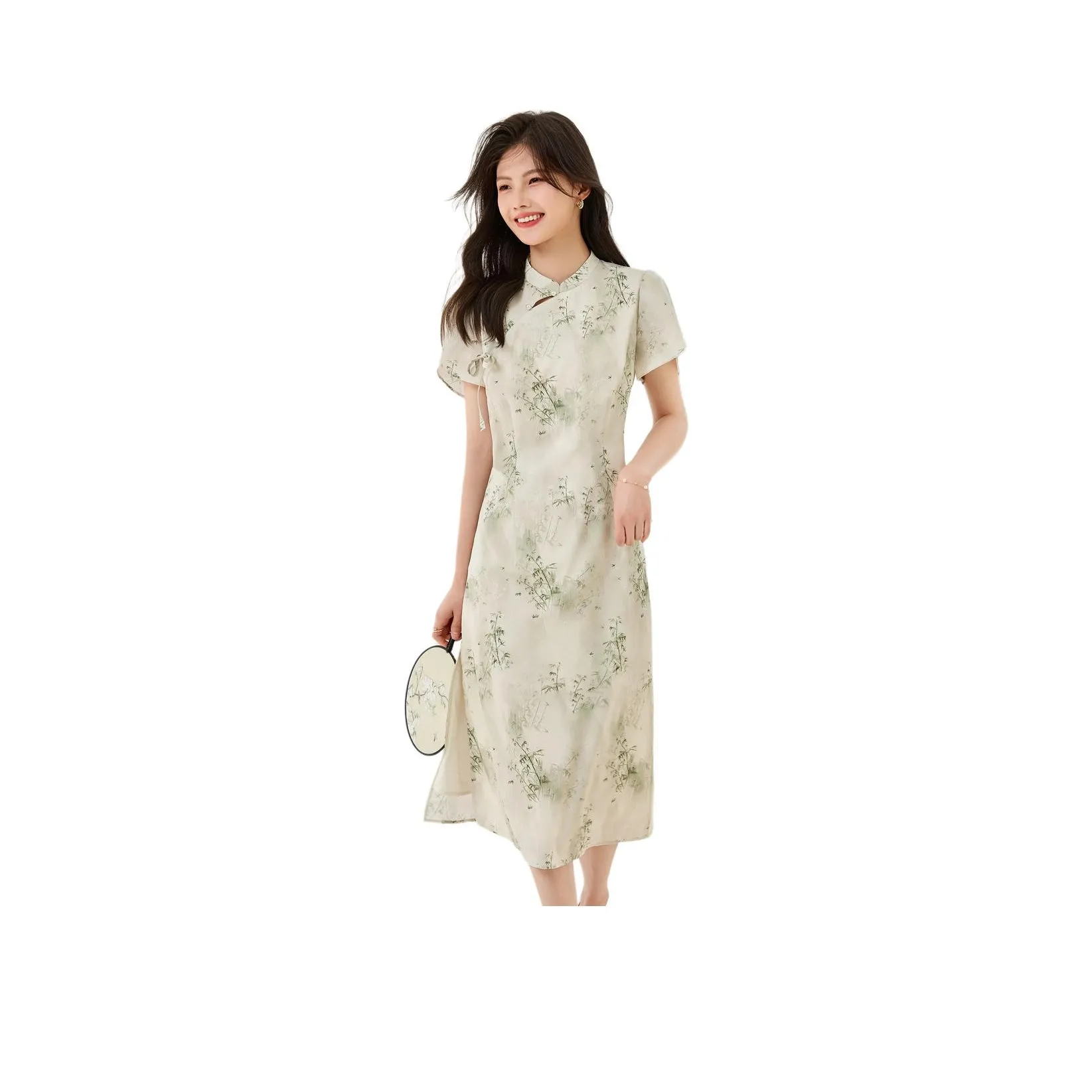 Still Quiet Short Sleeved Dress Women's Light Green