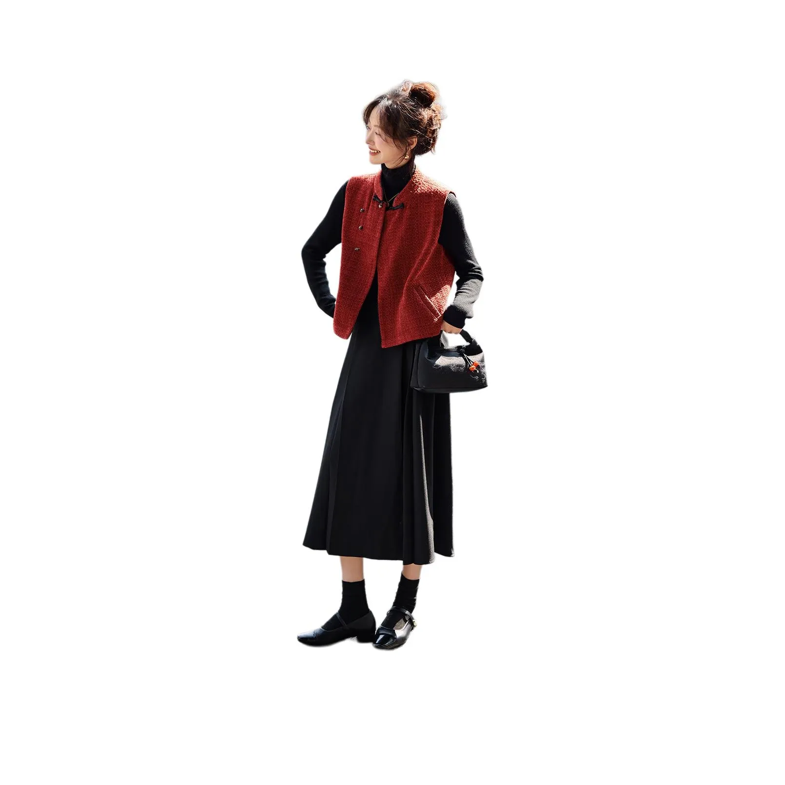 Mo Han Yi Mei Красный Женские Жилеты