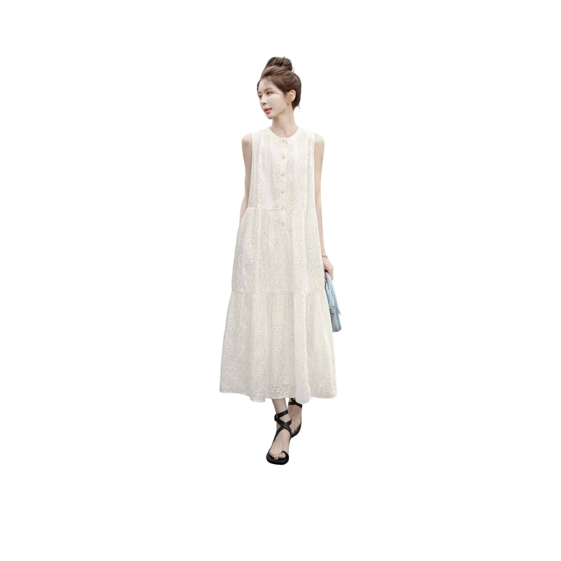 Cypress House Без рукавов Платье Женское Абрикосовое