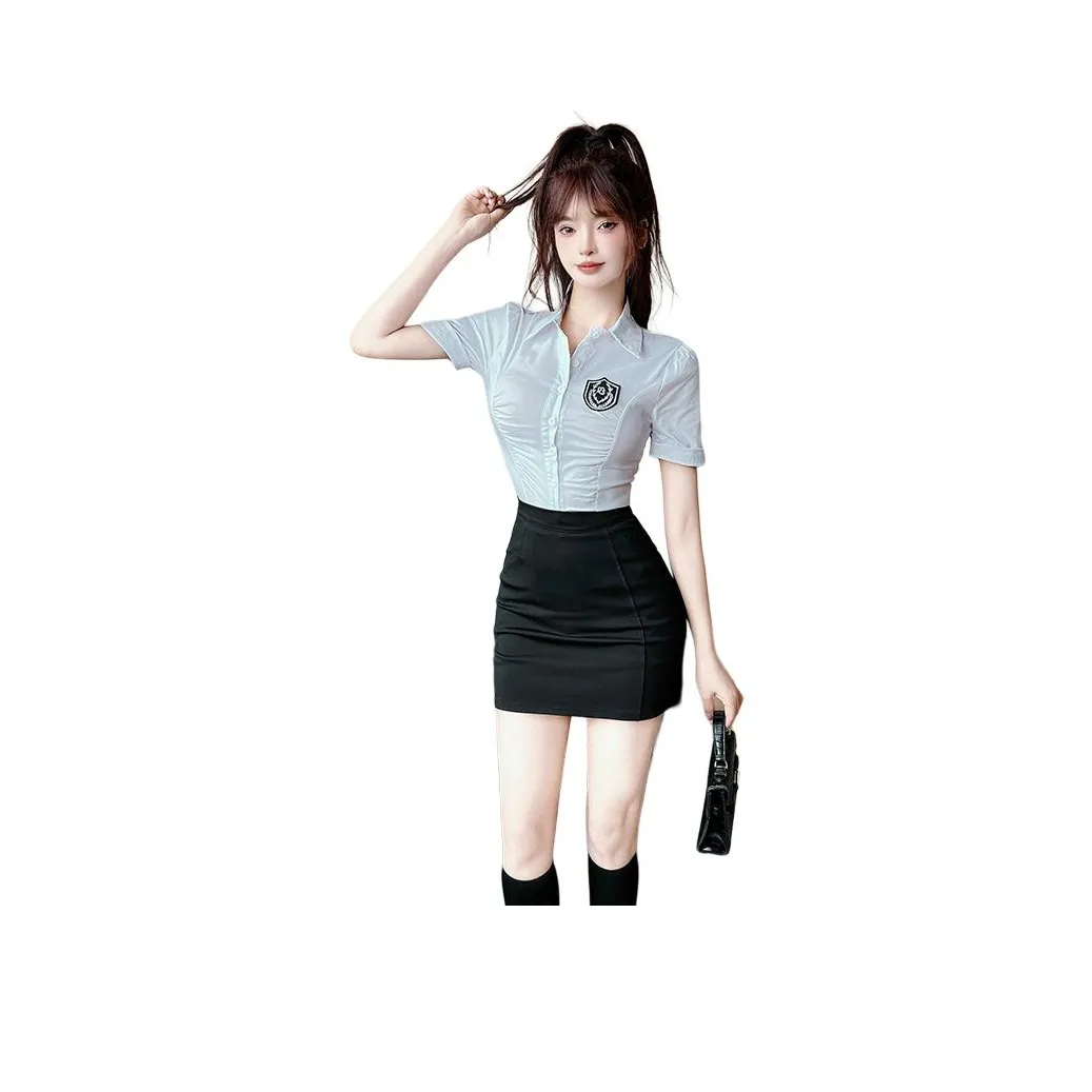 DGMZ Uniforms Women's White Shirt+Black Skirt Clothing Set