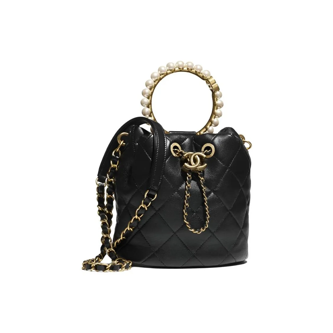 CHANEL Sheepskin Portable Crossbody Bag, Shoulder Bag Women's Black