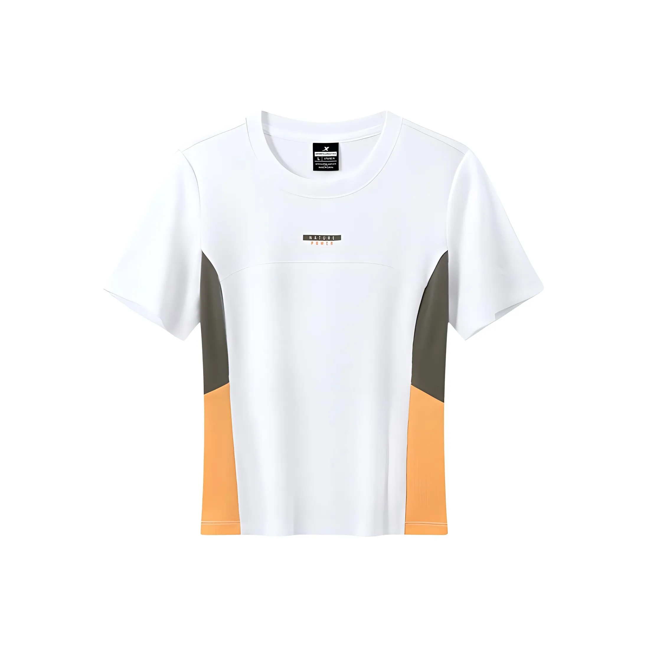 XTEP T-рубашка Женская Жемчужно-белый Темно-зеленый Хризантема Оранжевый