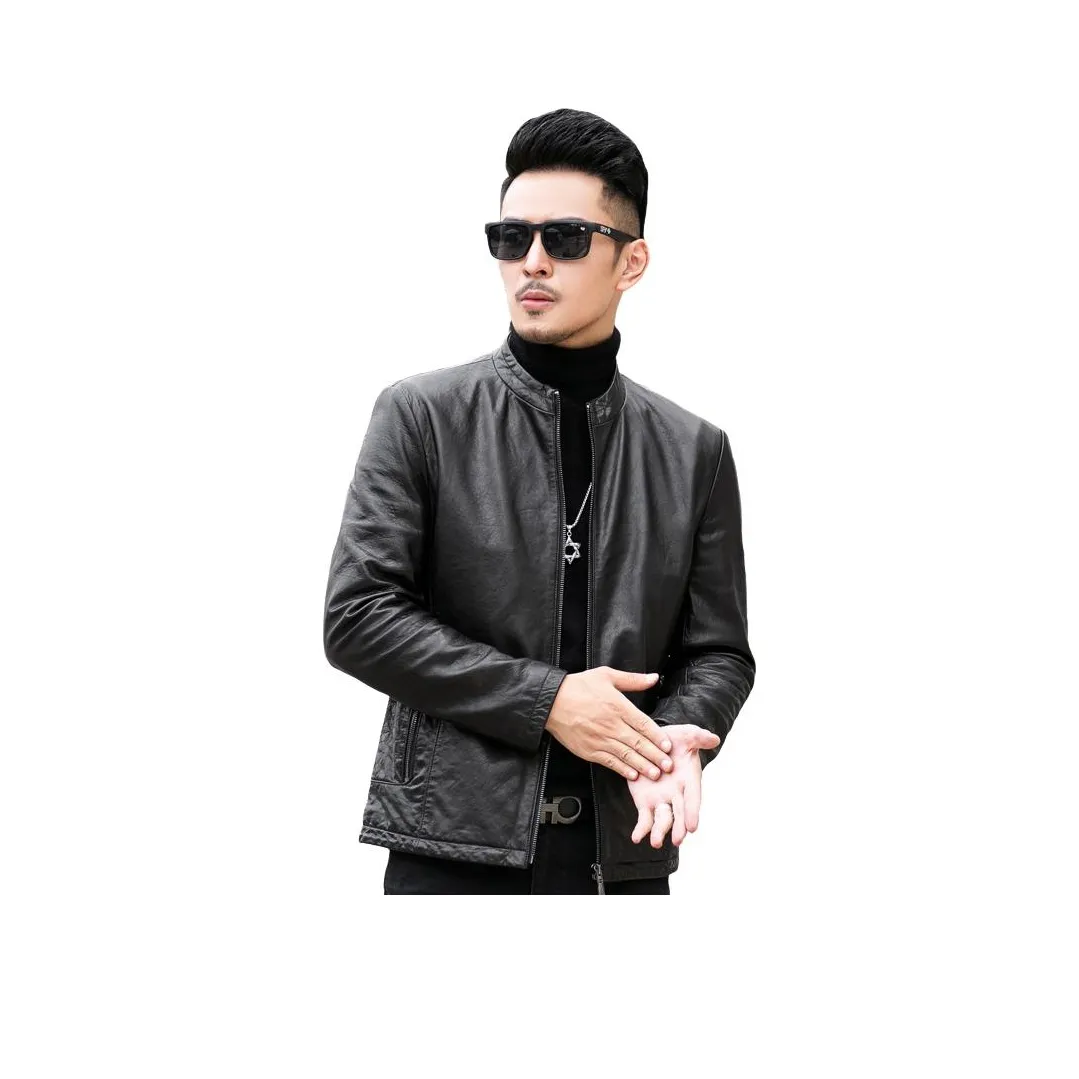 JIMU Черные Мужские Кожаные Куртки