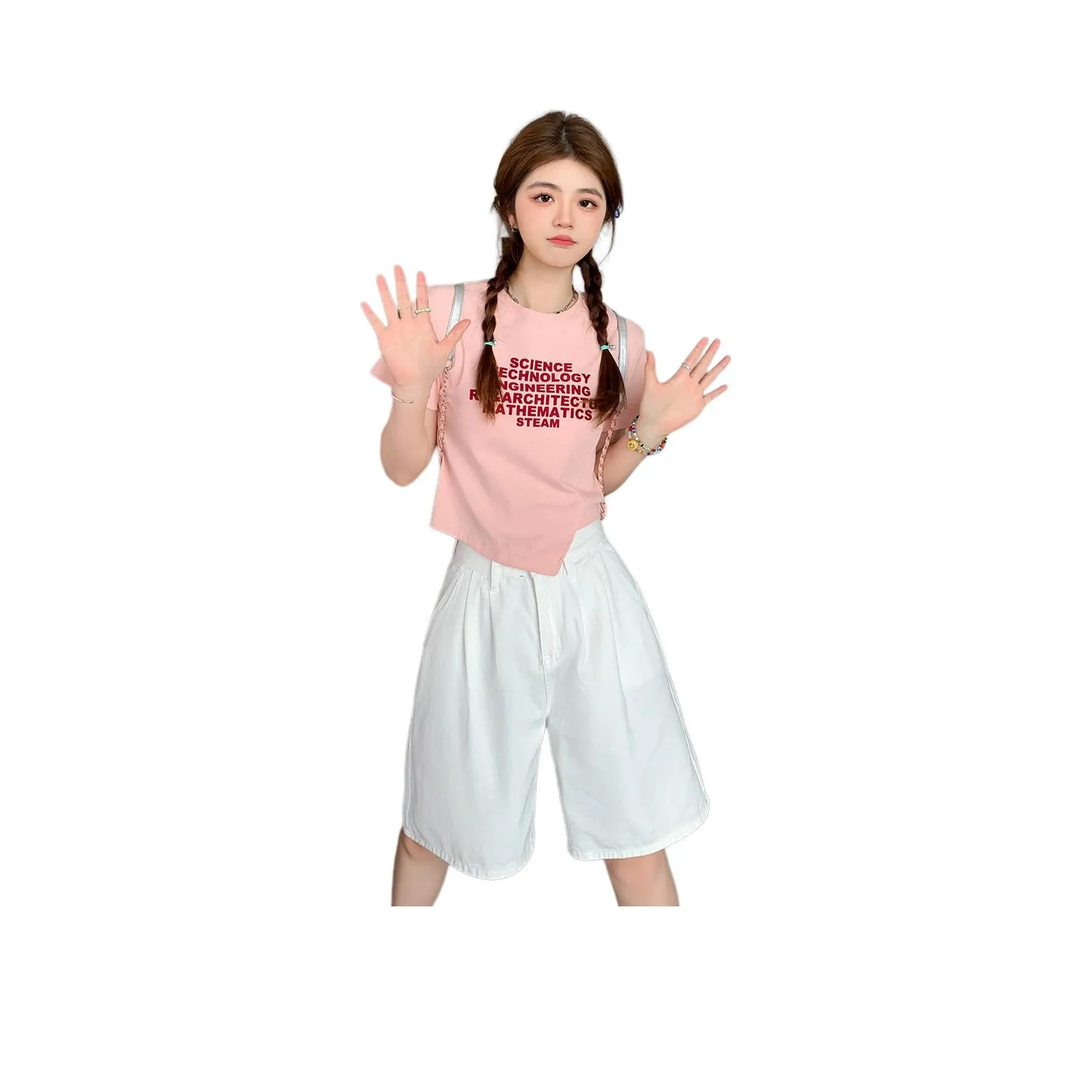 Juden Choi Т-рубашка с оборванным рукавом женская розовая