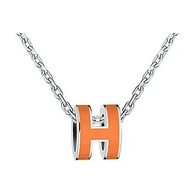 HERMES POP H Collection Metal Necklaces Women's Silver Chain