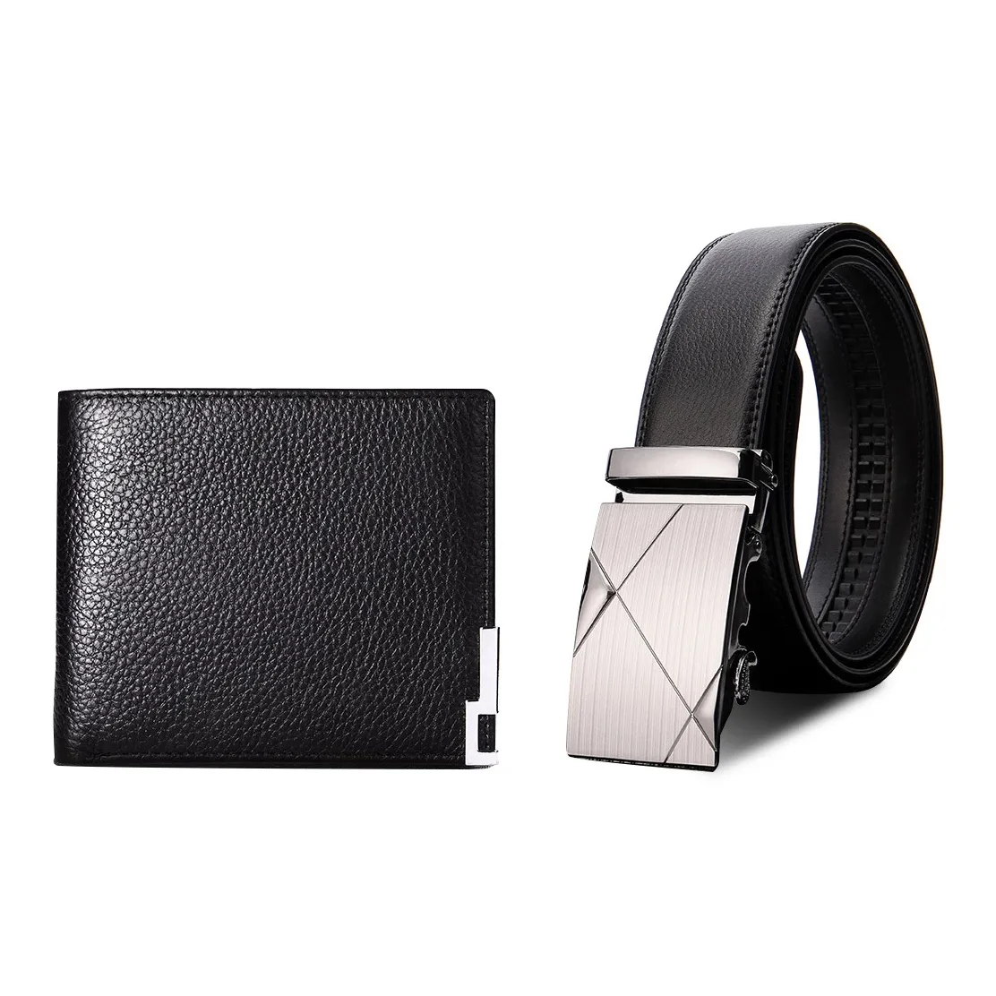 BOSTANTEN Ремень и Кошелек из коровьей кожи Combo Set Мужской Черный