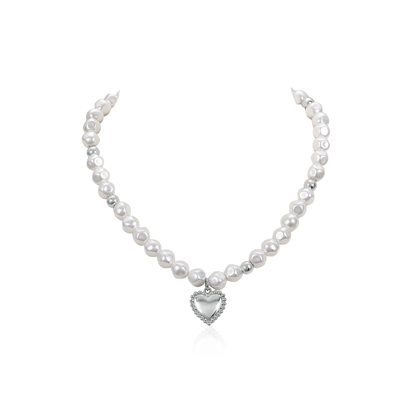 Zeroline Смешанный материал Ожерелье Сердце Жемчужное Колье Цепочка Унисекс