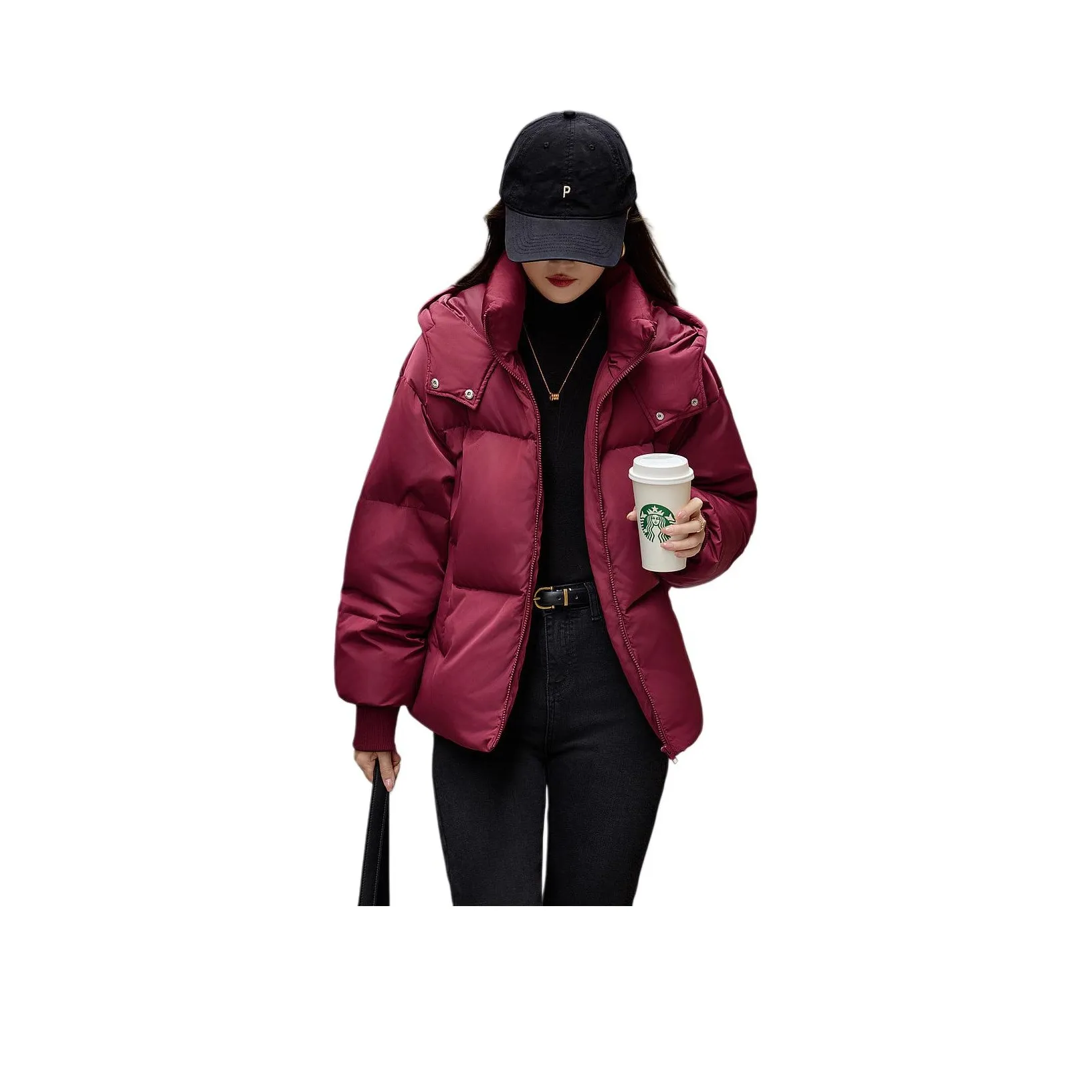 【Dme】 Хлопковый пуховик женский бордовый