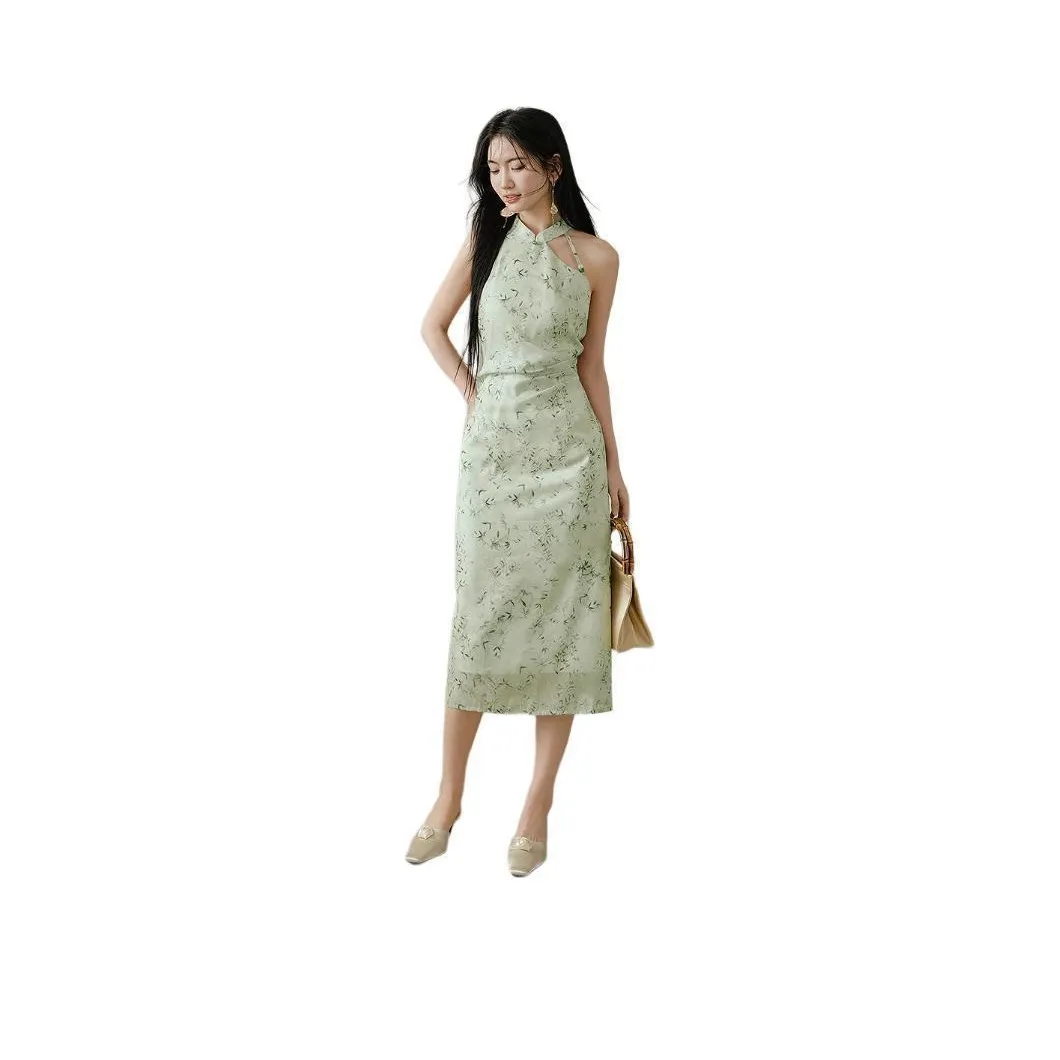 Hopeshow Sleeveless Dress Women's Green Floral