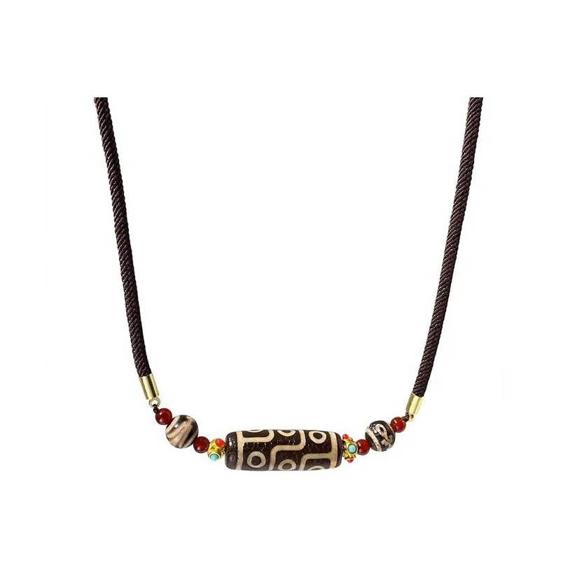 JUICY GRAPE 9 Eye Dzi Bead Necklaces Unisex