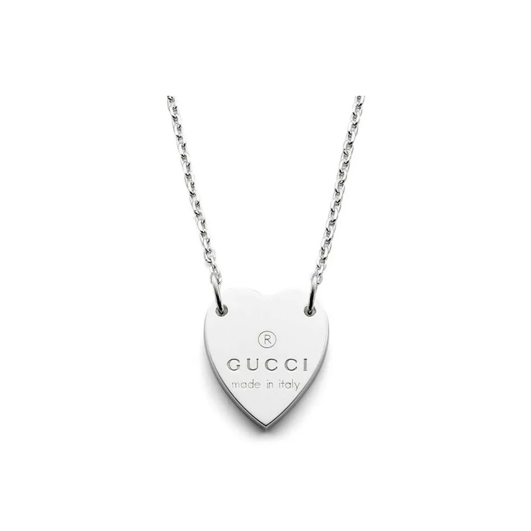 GUCCI Trademark Heart Necklace Silver