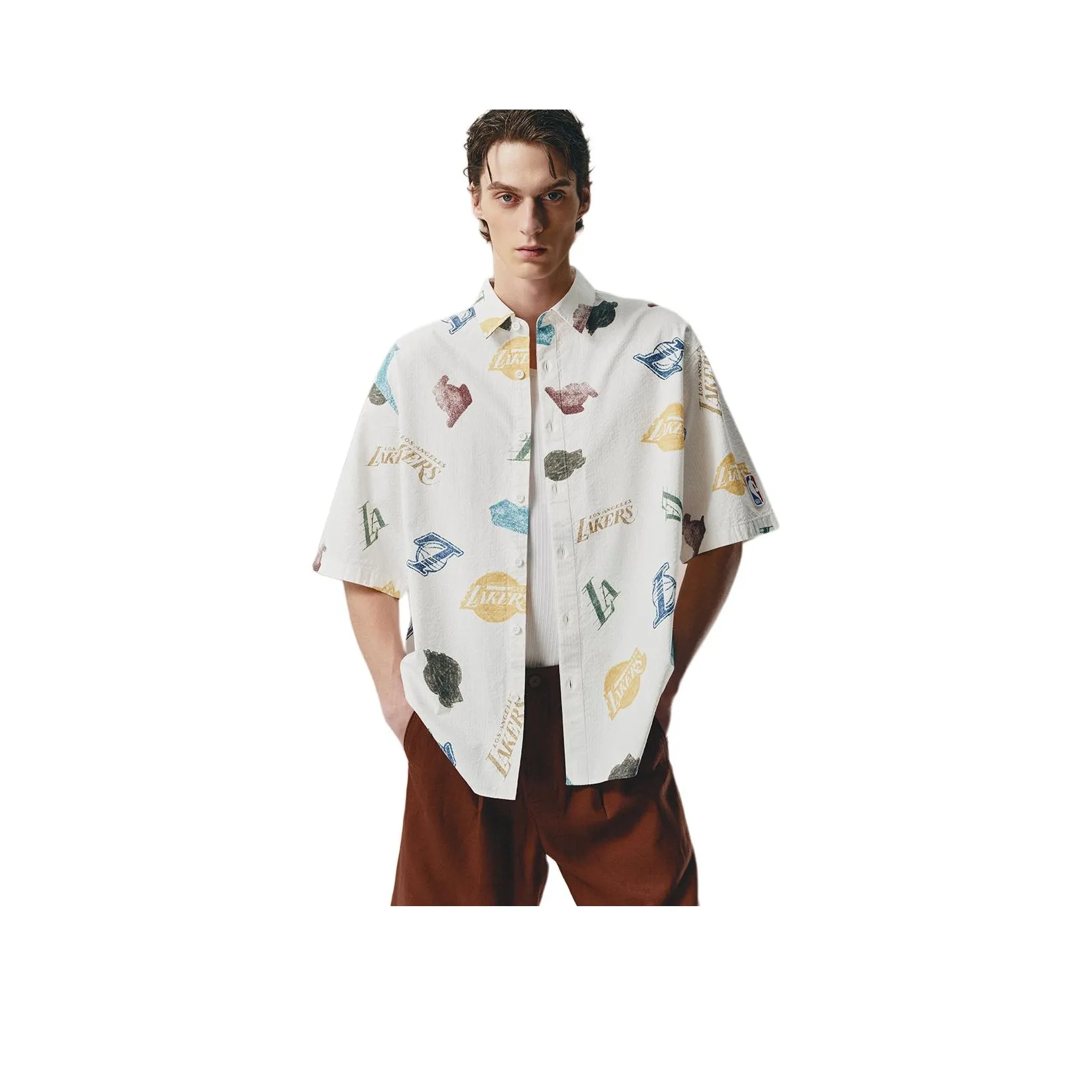 JACK JONES· X NBA Рубашка Мужская A06 Натуральный Белый