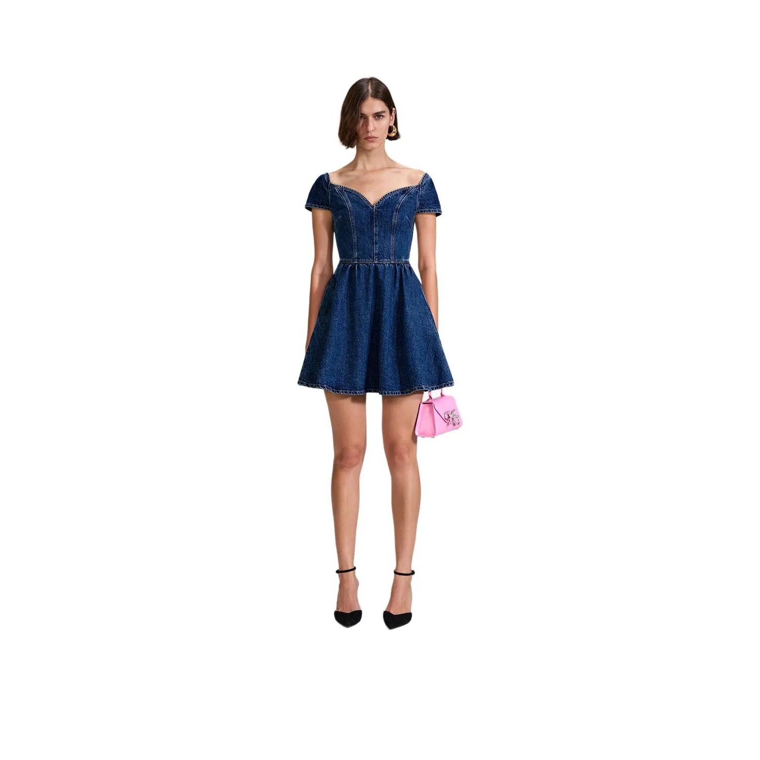 Self-portrait Sleeveless Dresses Women's Denim Blue