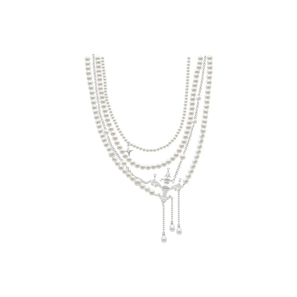 PARANOID PUPPY Waterdrop Pearl Fringe Zircon Necklace Party Red Carpet Gift Bestie Girl Recommendation Women's