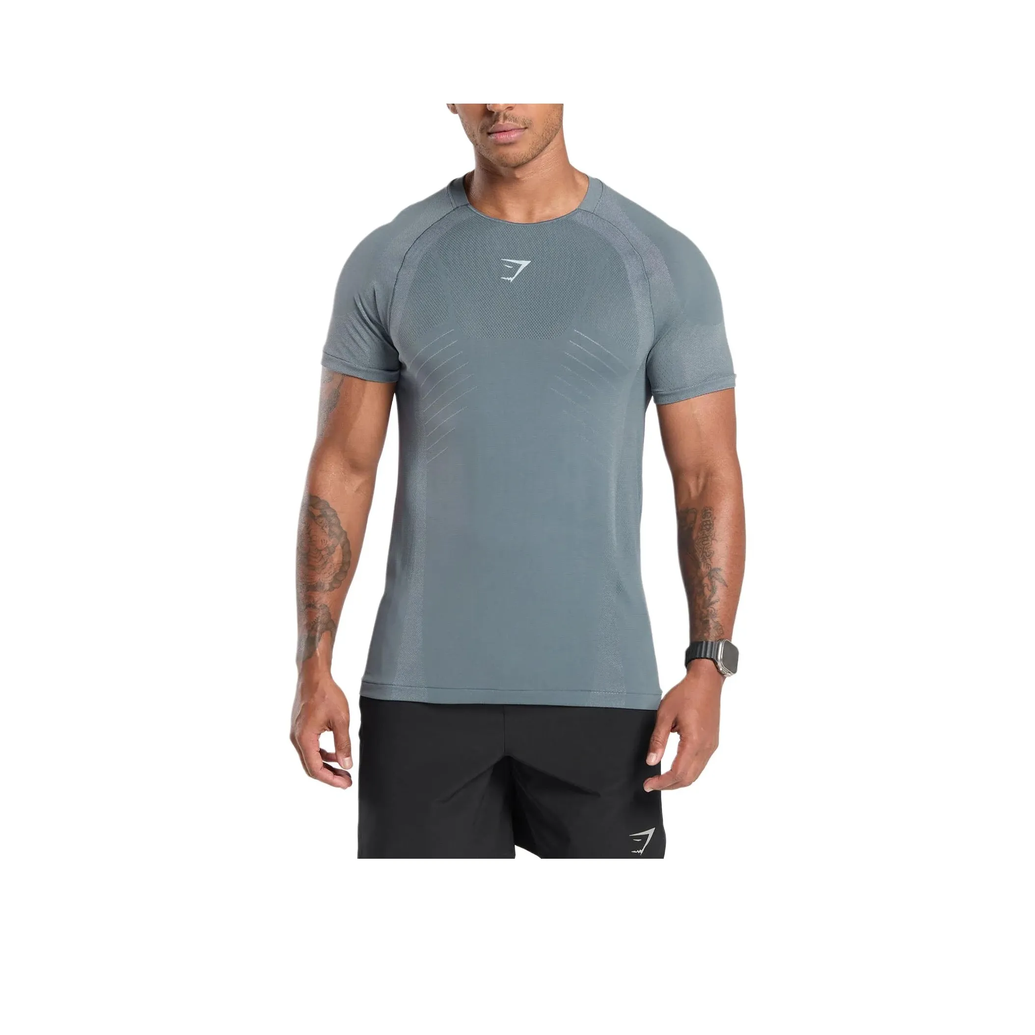 GYMSHARK Apex Бесшовный T Рубашка Мужская Железо Синий Холодный Синий