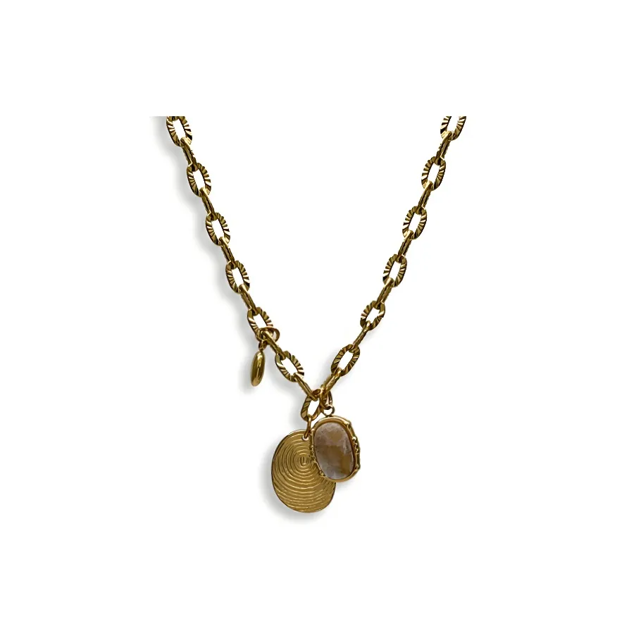 PUENTE Titanium Steel Collarbone Chain Men's Gold