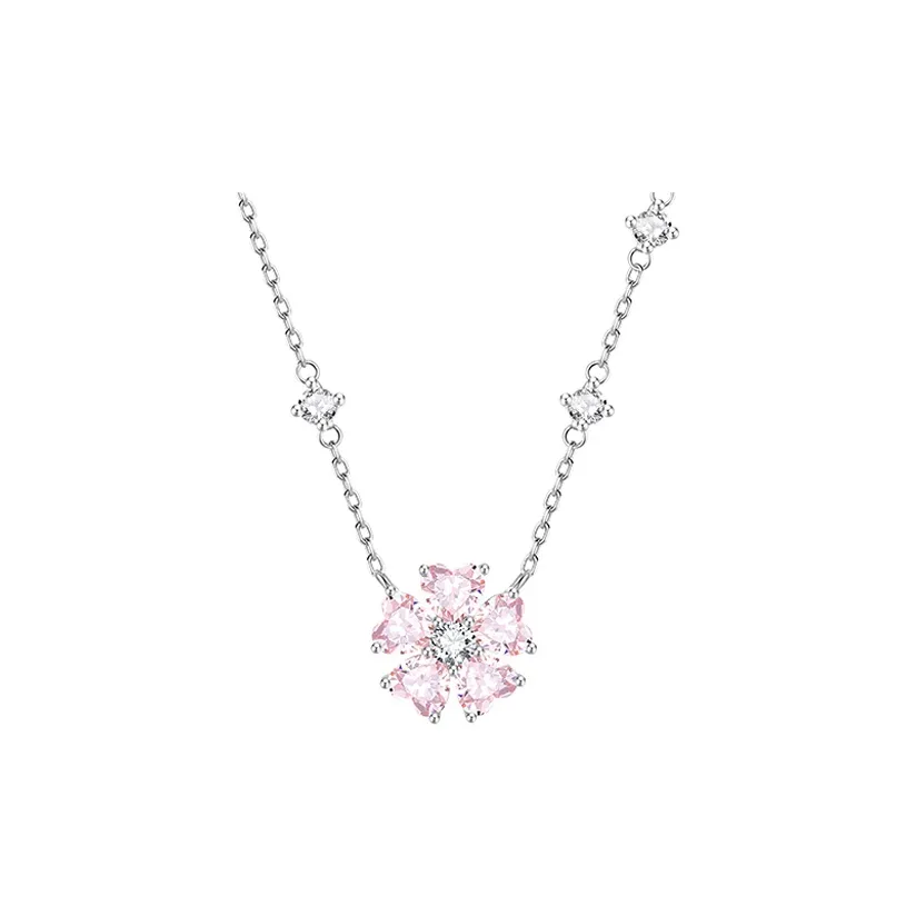 FANCI S925 Silver With Pink Gemstone Inlay Necklaces Women's Pink