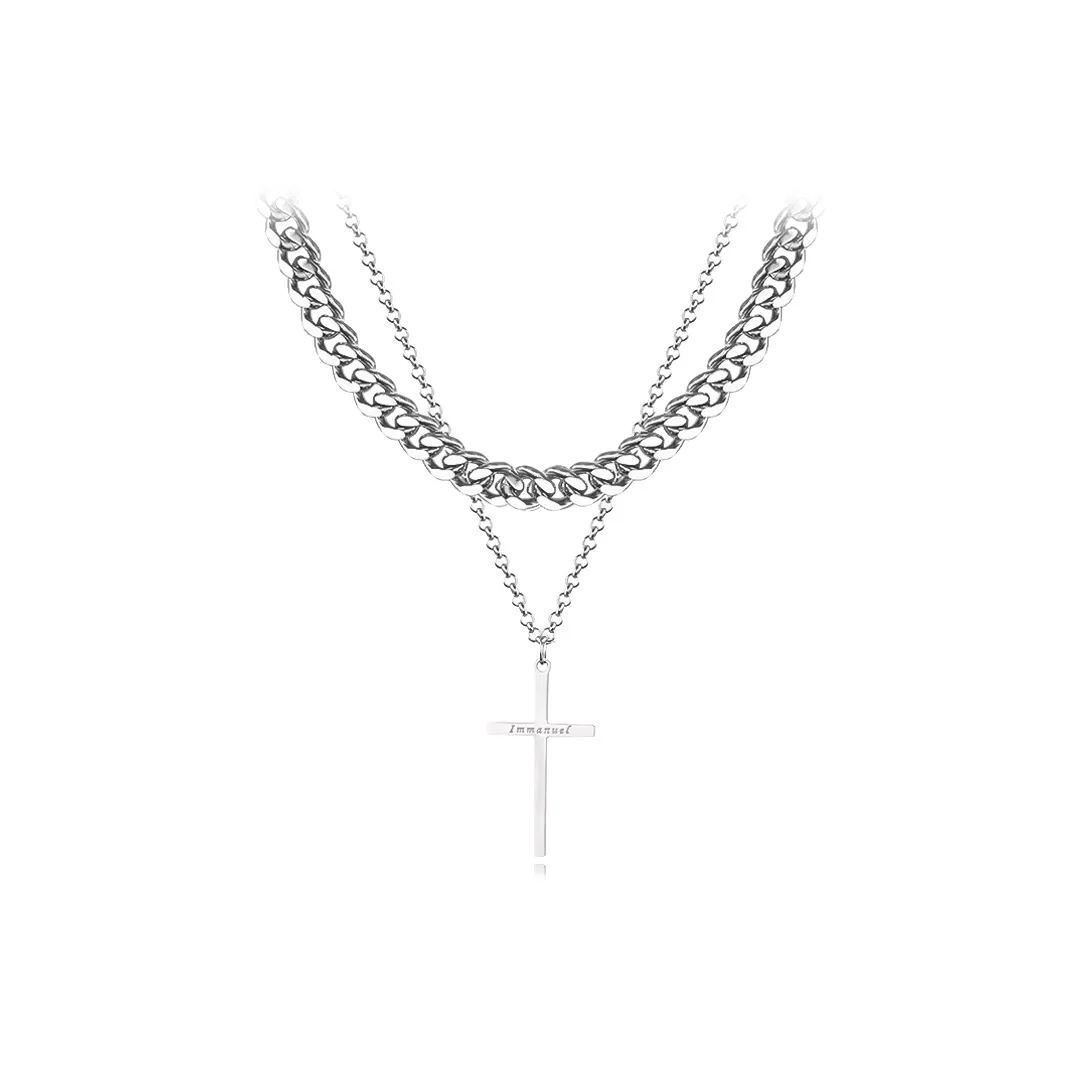 MUYAN Двойной слой Крест Ожерелье Унисекс