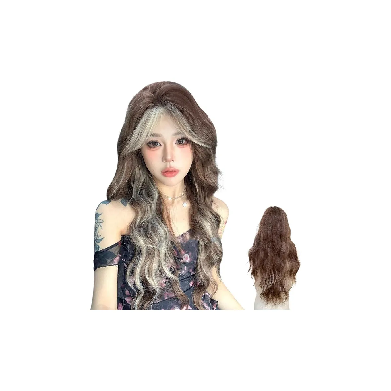 YOUXI Перука Длинные Вьющиеся Волосы Парижский Этнический Окрашенный Парижский Этнический Окрашенный Имитация Градиента Водная Рябь