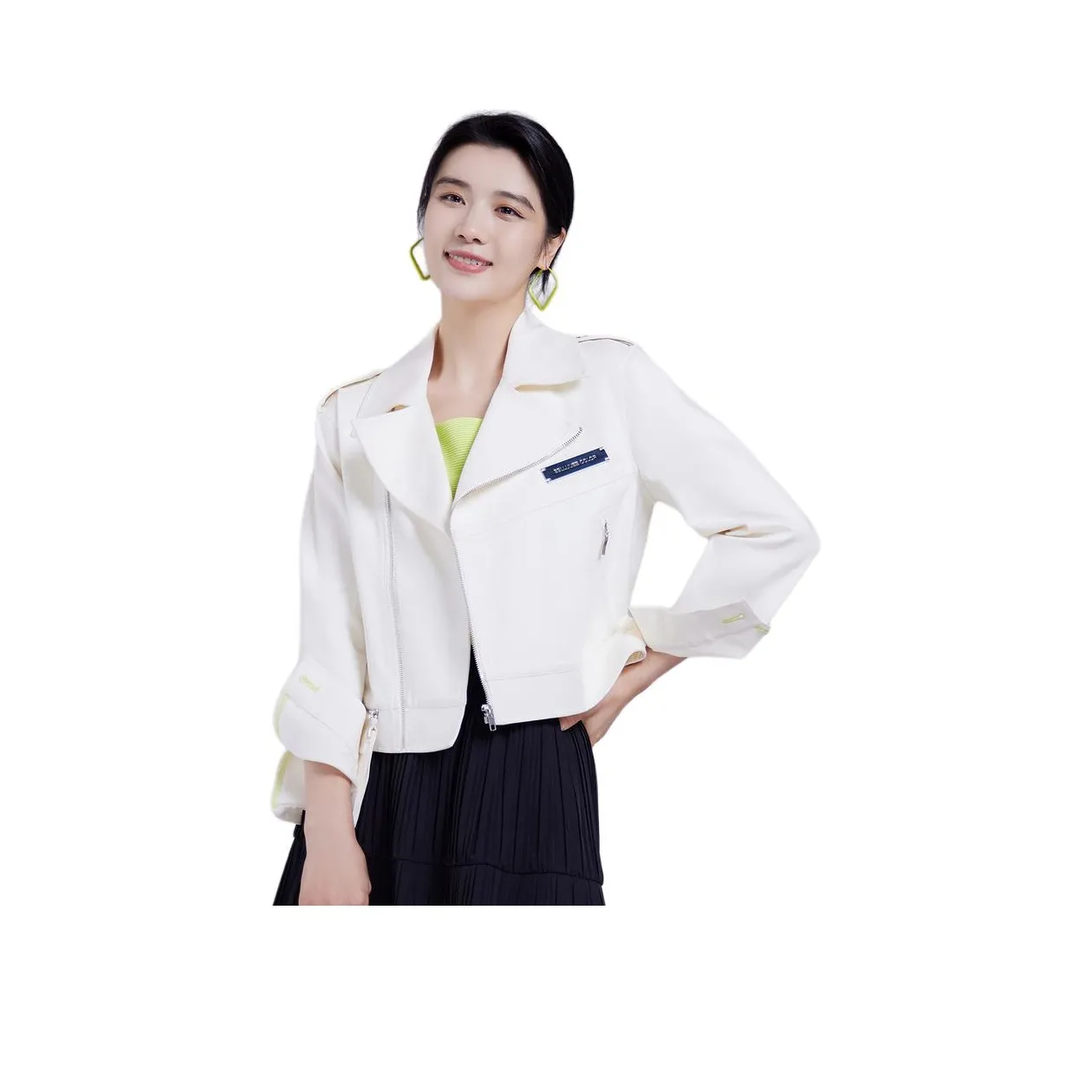 BBLLUUEE Denim Jacket Women's Crescent White