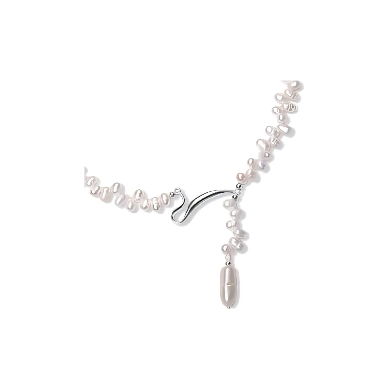 Amame 925 Sterling Silver Necklaces Women's Pearl White