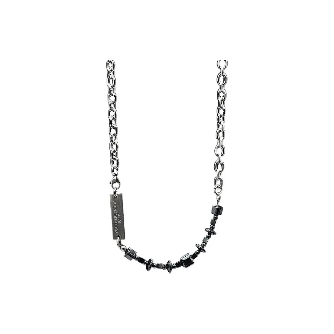 FOREVER MELODY Ожерелья из титанового стального сплава Мужской Черный Серебряный