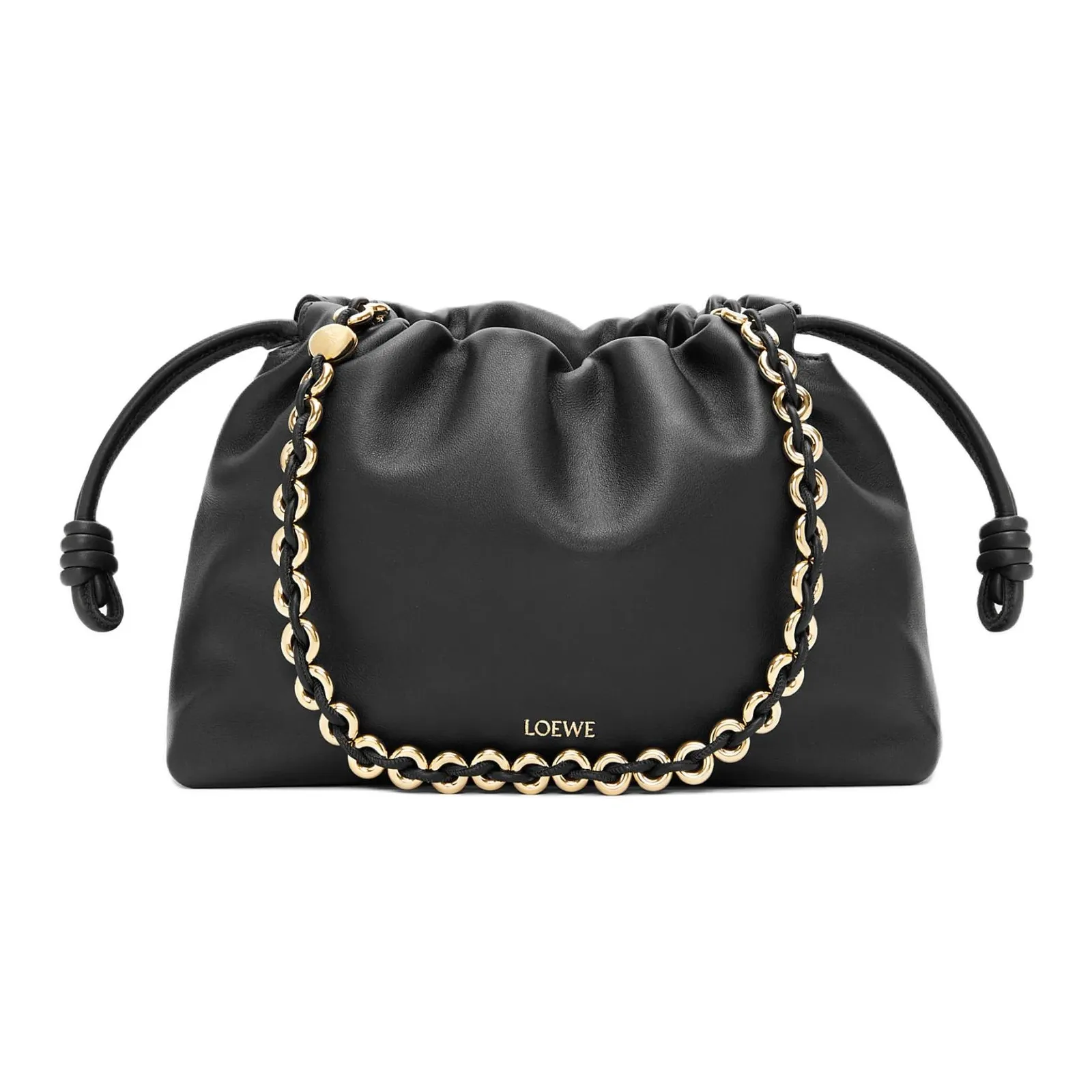 LOEWE Flamenco Soft Nappa Sheep Leather One Shoulder Crossbody Clutch Women's Black
