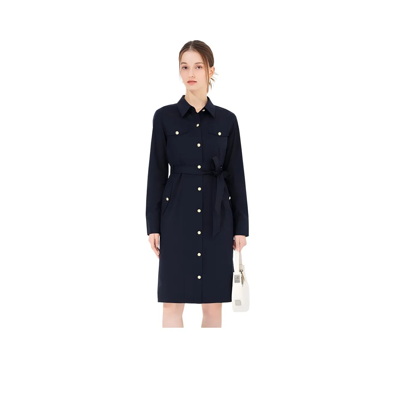 Hush Puppies Длинное платье с длинными рукавами женское темно-синий