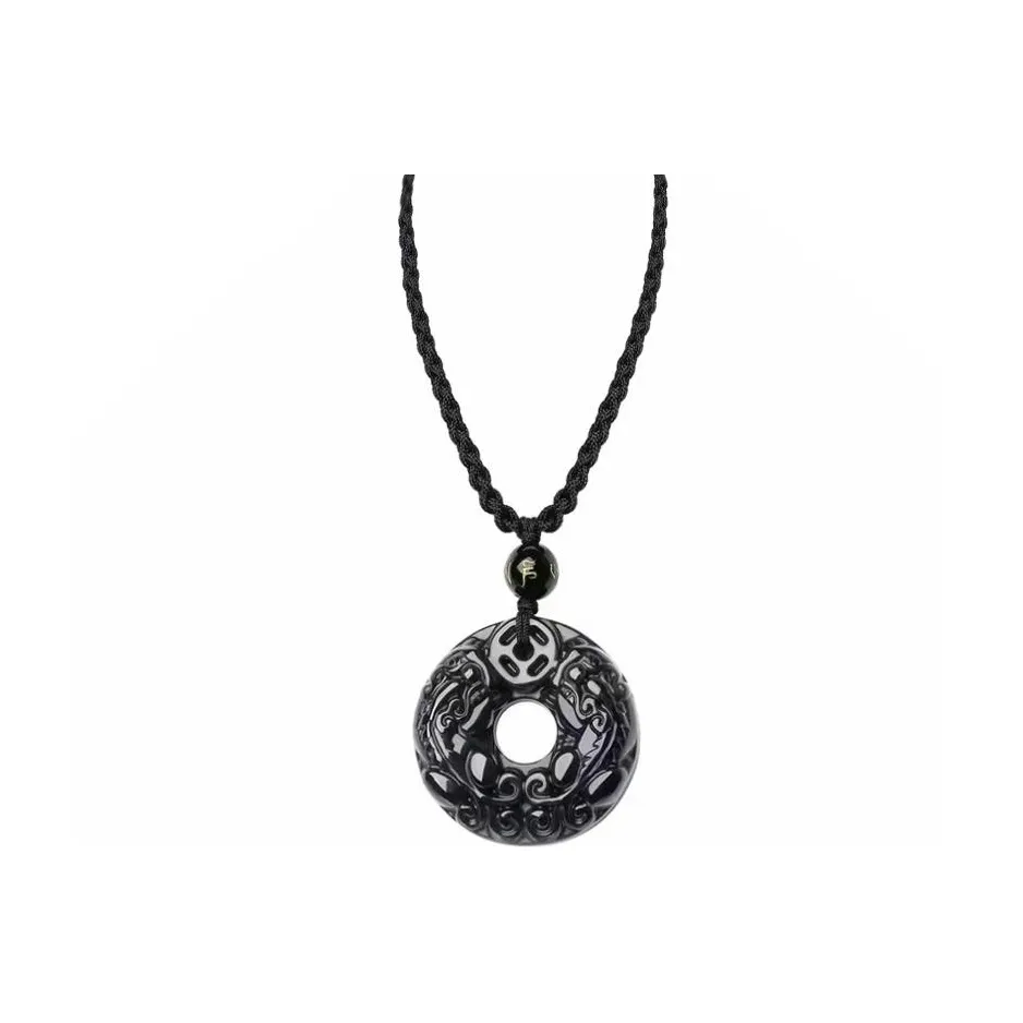 Bubble Scallops Obsidian Jade Necklaces Unisex