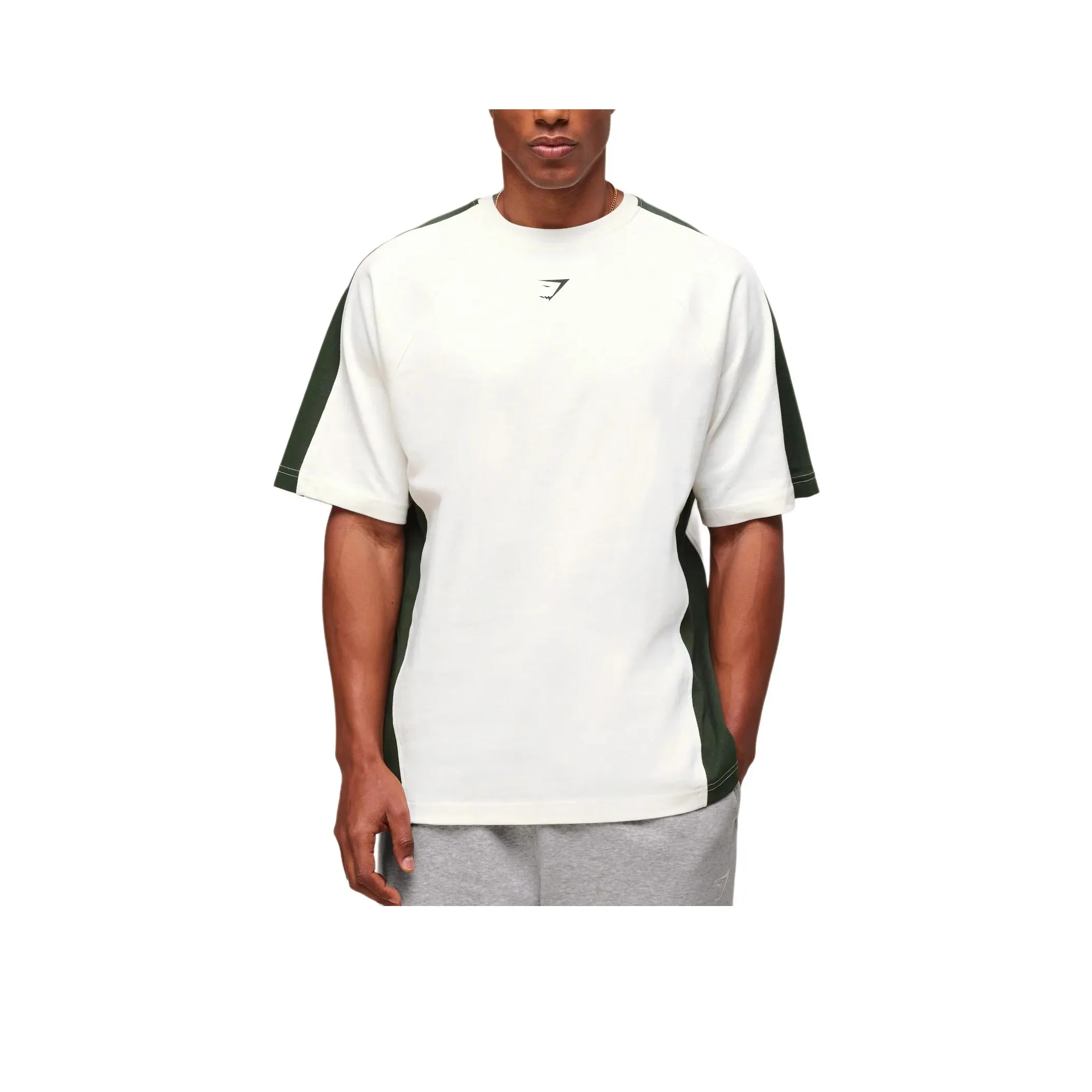 GYMSHARK Мягкий Белый/Path Зеленый Мужская Футболка