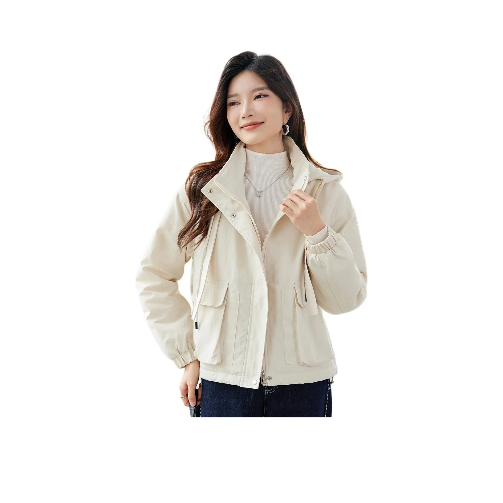 TERRE BLEUE Хлопковый пуховик женский цвет экрю