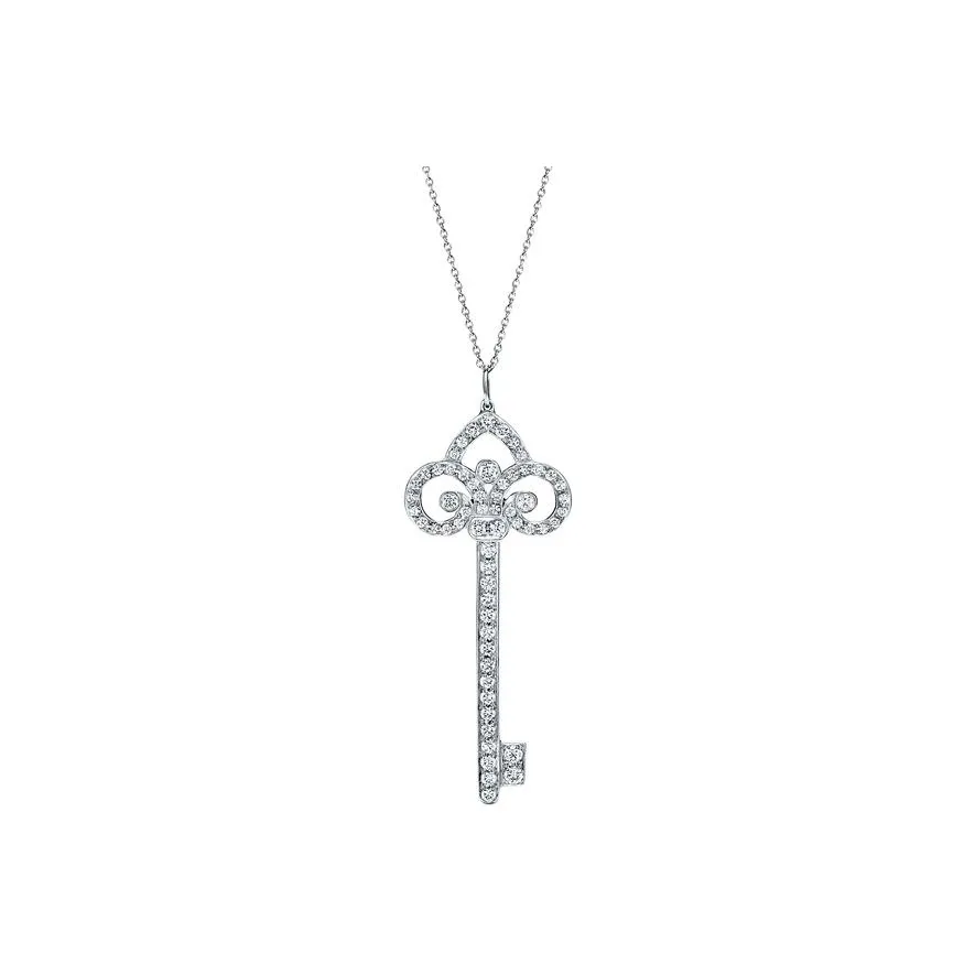 TIFFANY & CO. Pre Owned 2010s Platinum Key Diamond Necklace