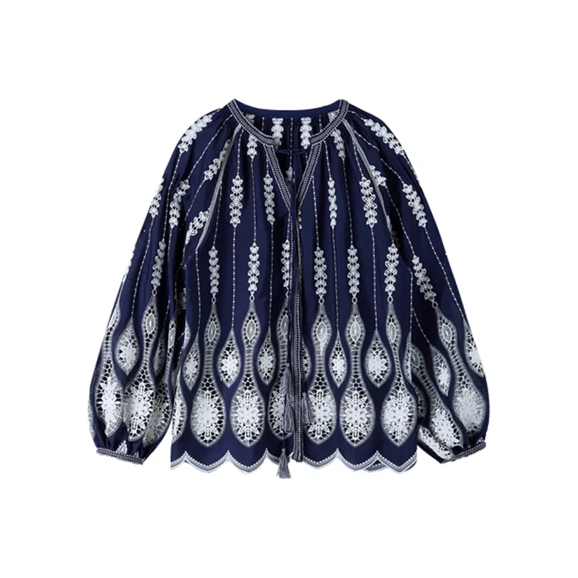 SHUXI Рубашка Женская Бело-Синяя Керамика