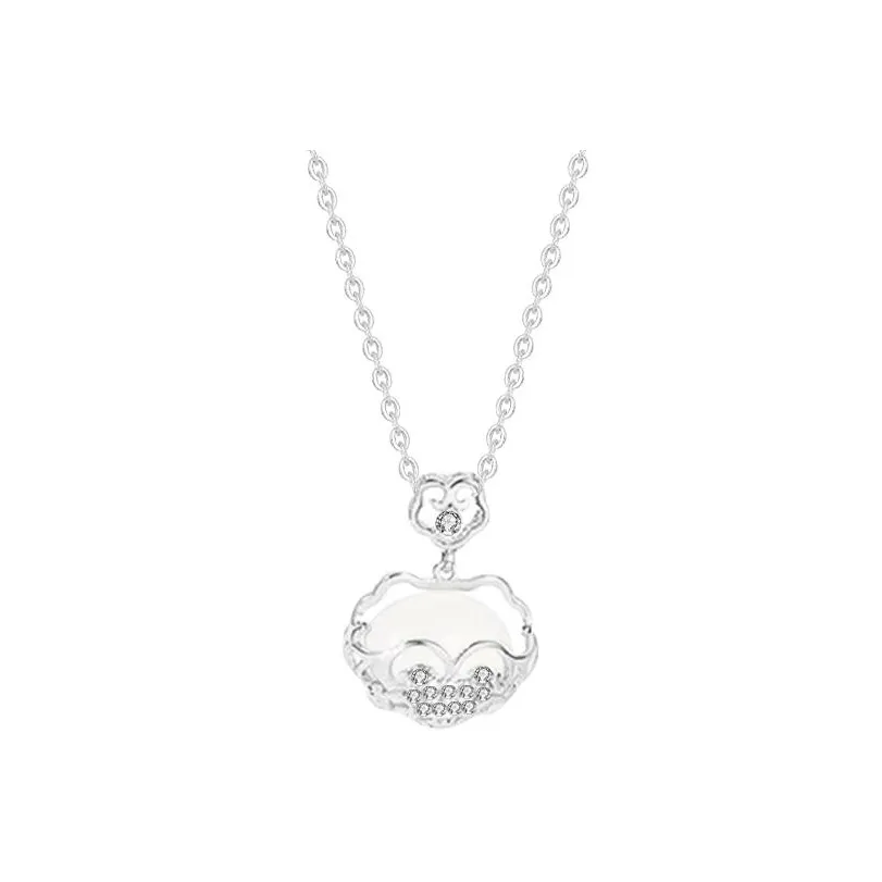 Muyan Colored Glaze Ruyi Peace Lock Jade Necklace Women's