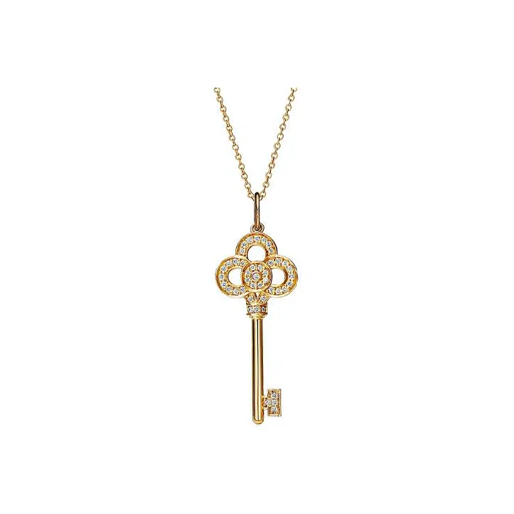 TIFFANY & CO. Pre Owned 2010s 18K Rose Gold Knot Key Diamond Necklace